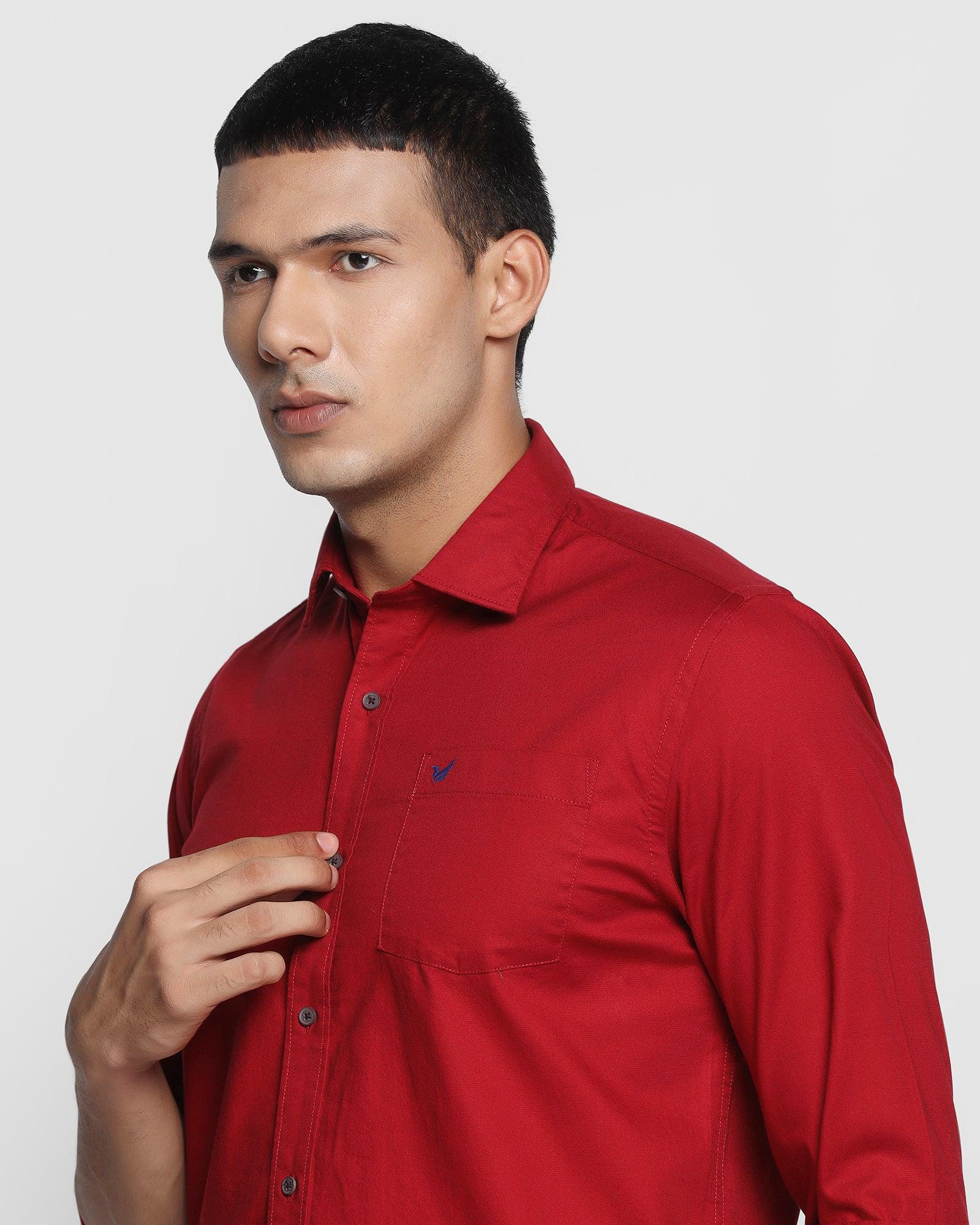 Casual Red Solid Shirt - Thomas