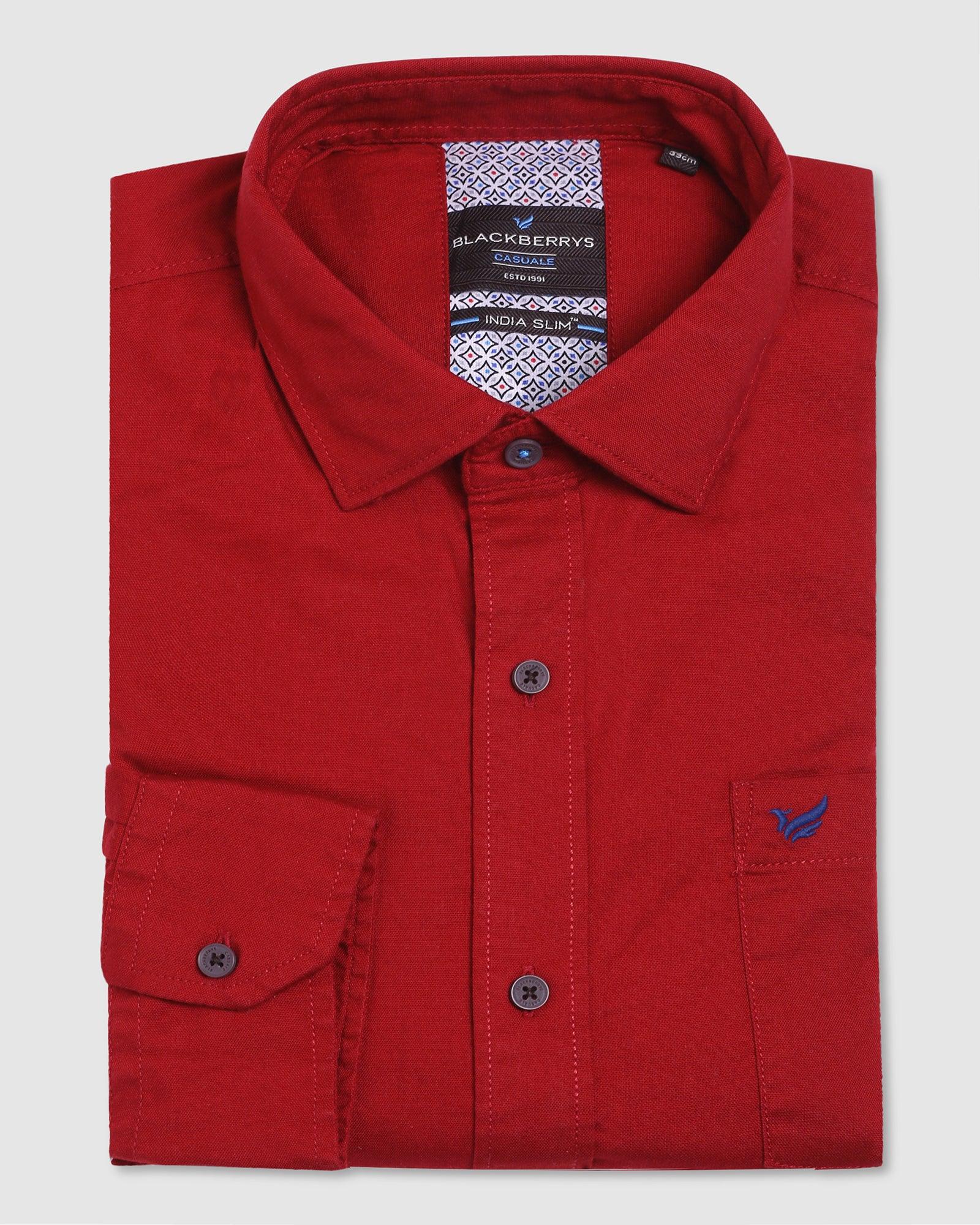Casual Red Solid Shirt - Thomas