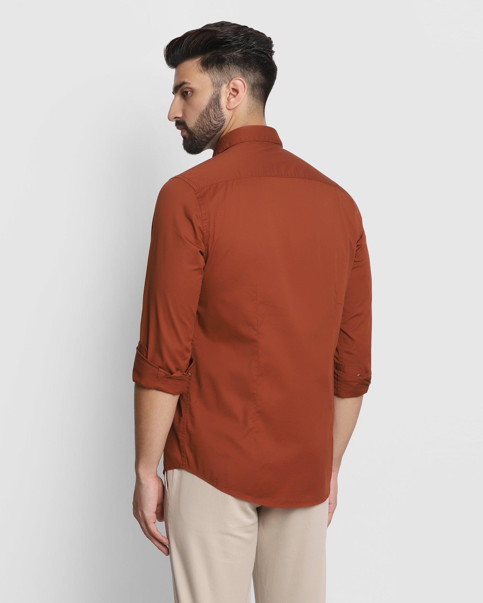 Casual Rust Solid Shirt - Beckam