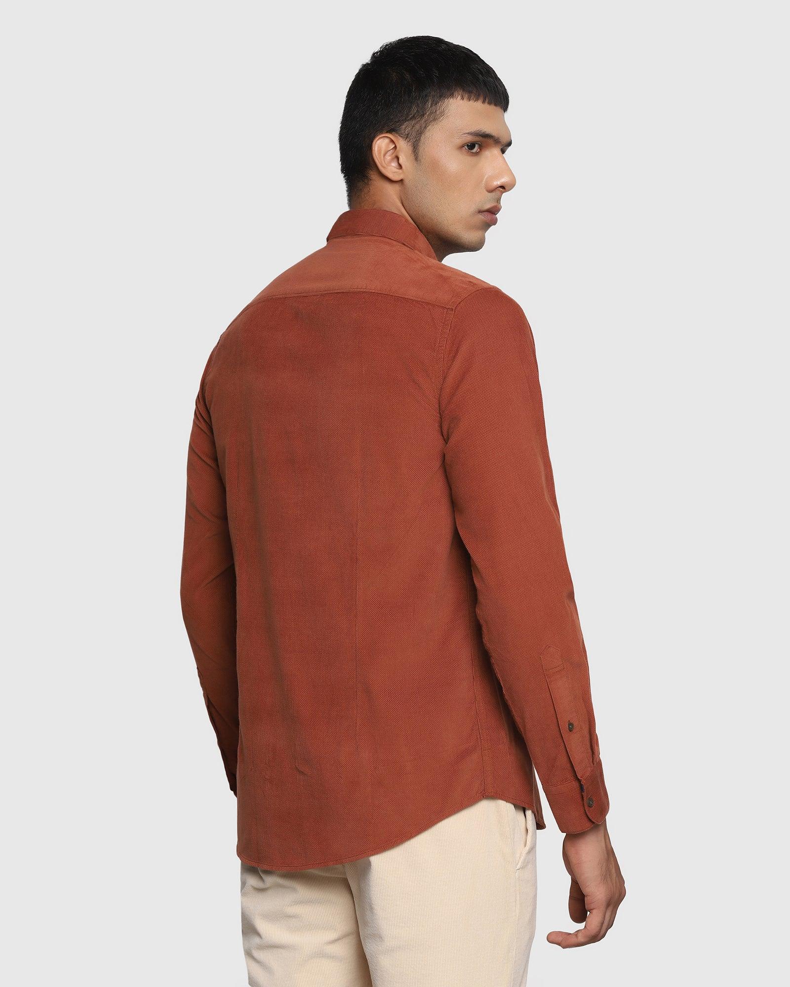 Casual Rust Textured Shirt - Franklin