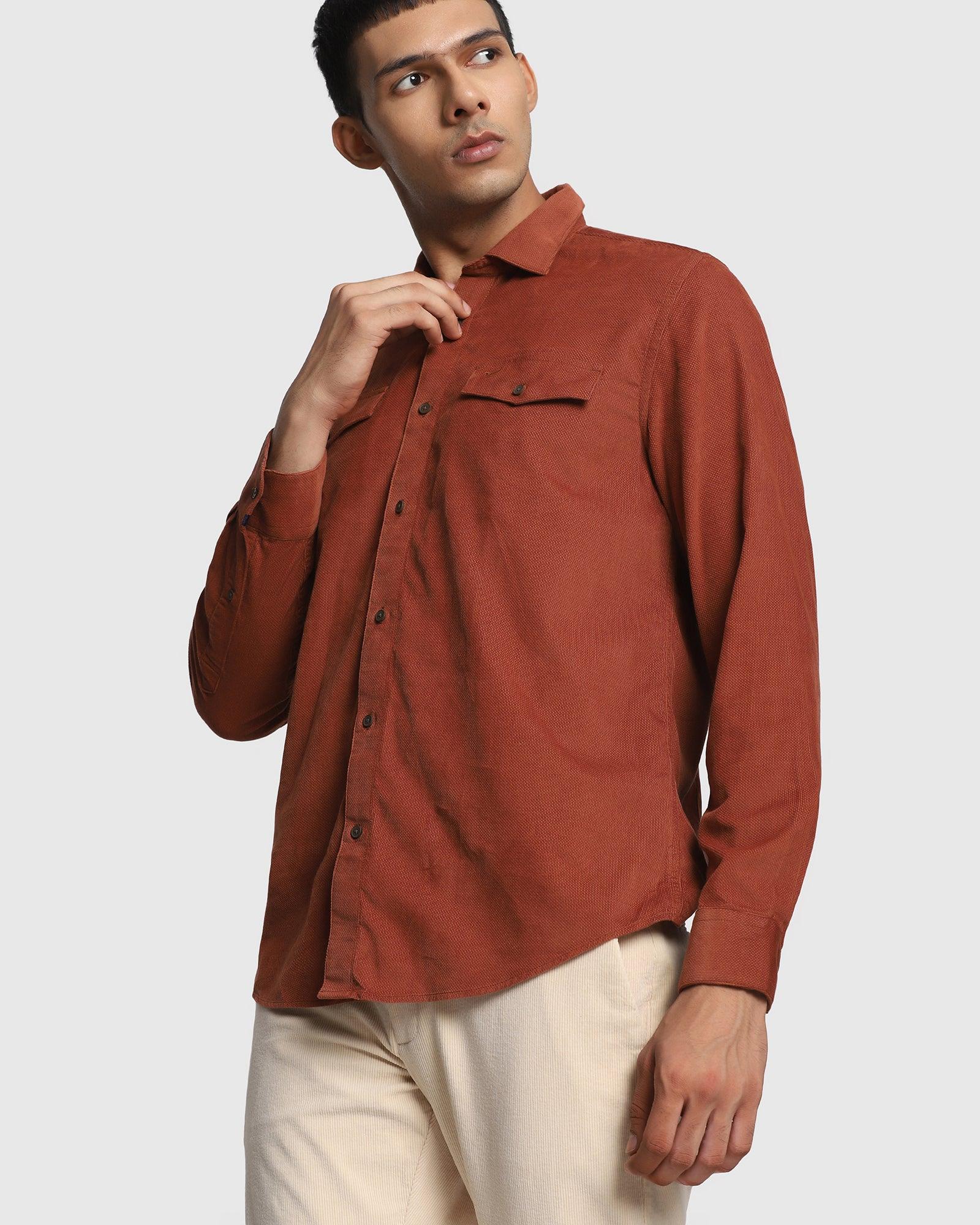 Casual Rust Textured Shirt - Franklin