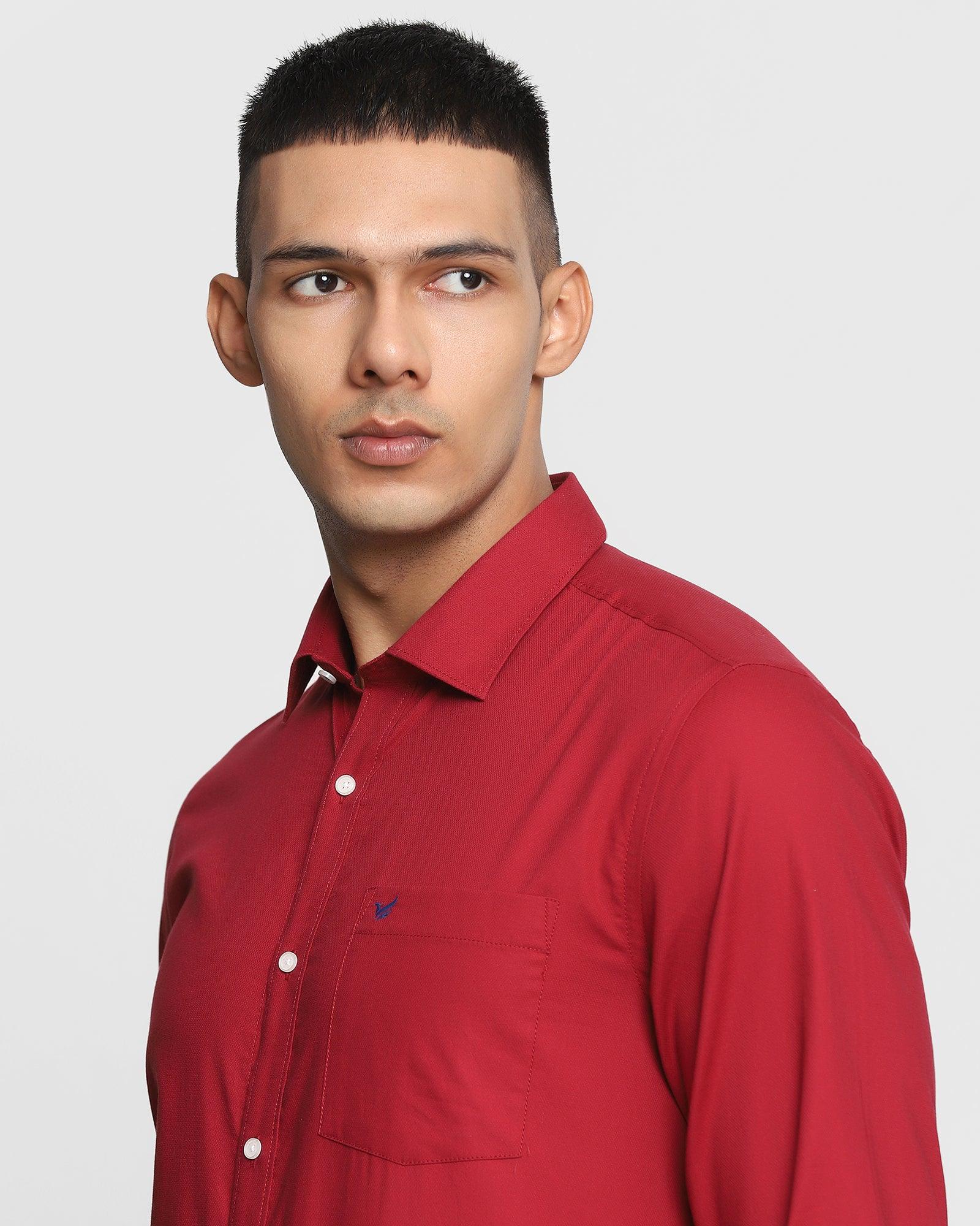 Casual Wine Solid Shirt - Trump