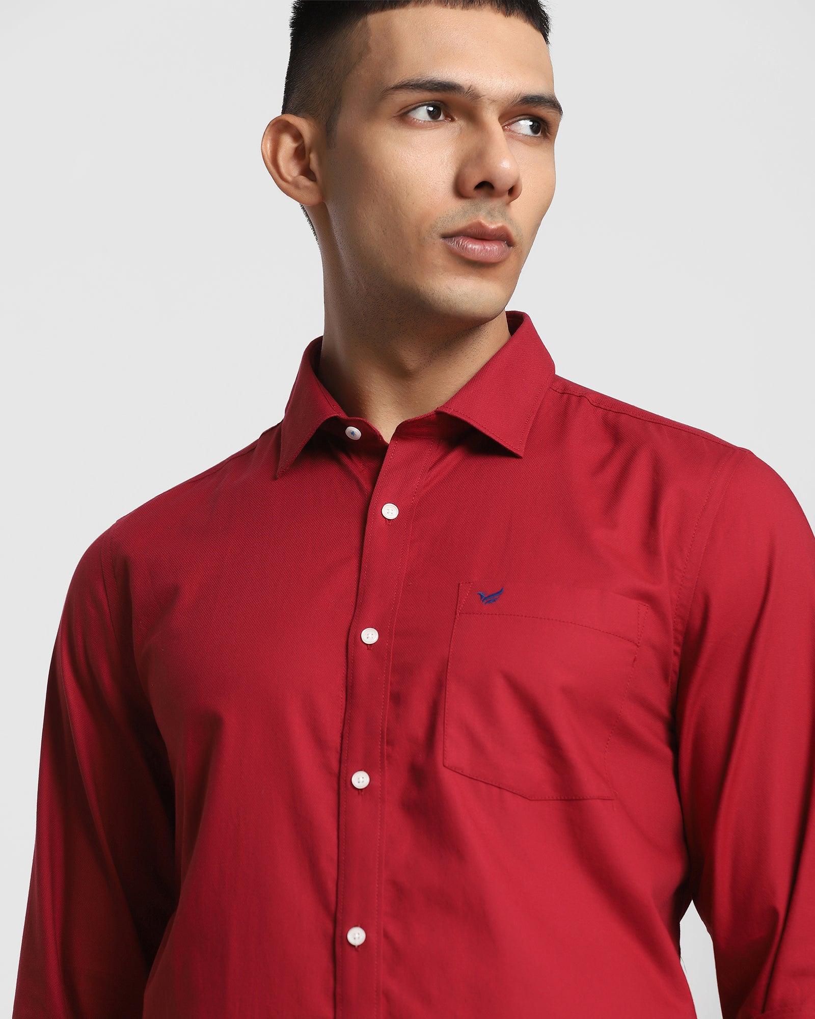 Casual Wine Solid Shirt - Trump