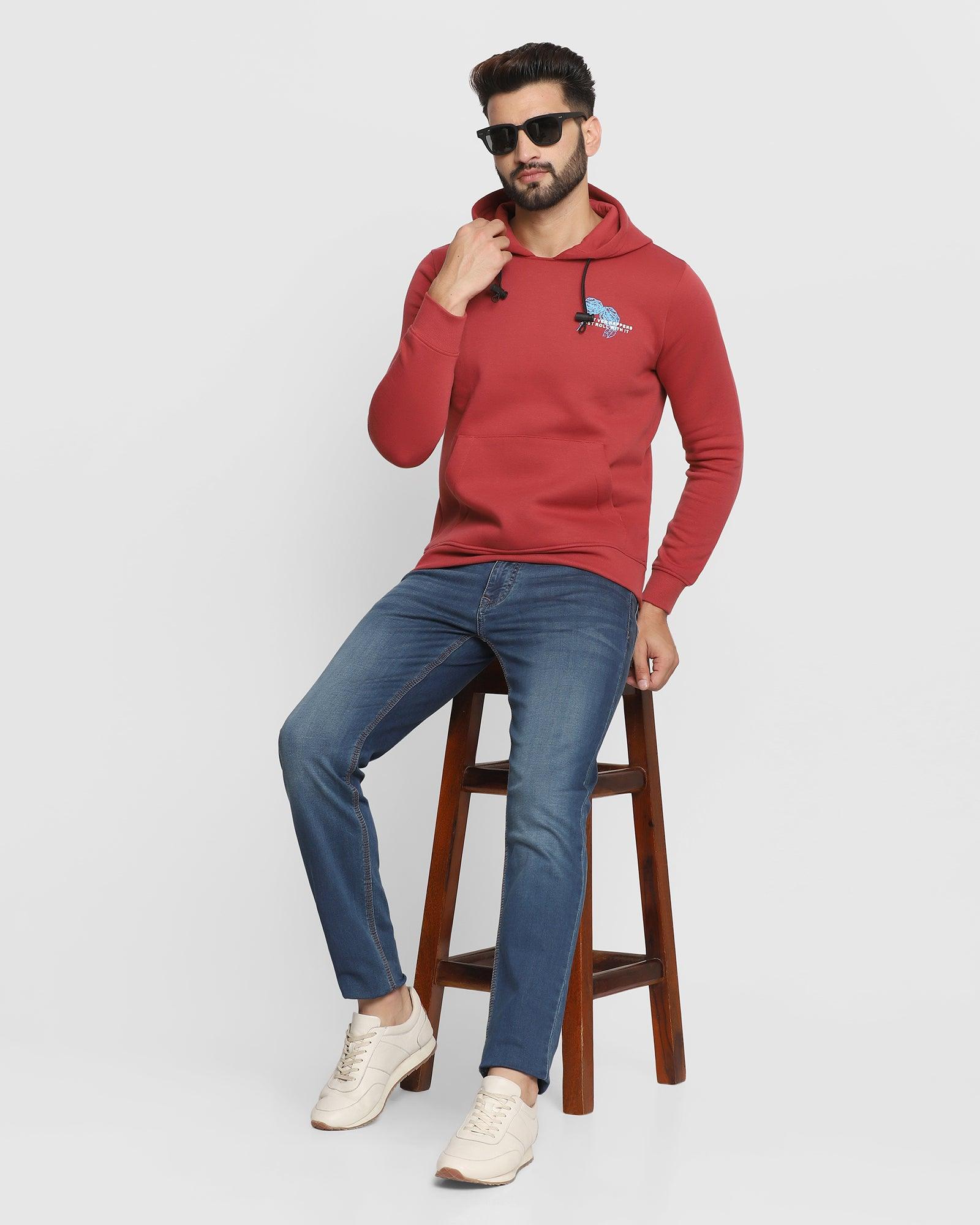 Hoodie Red Solid Sweatshirt - Kied