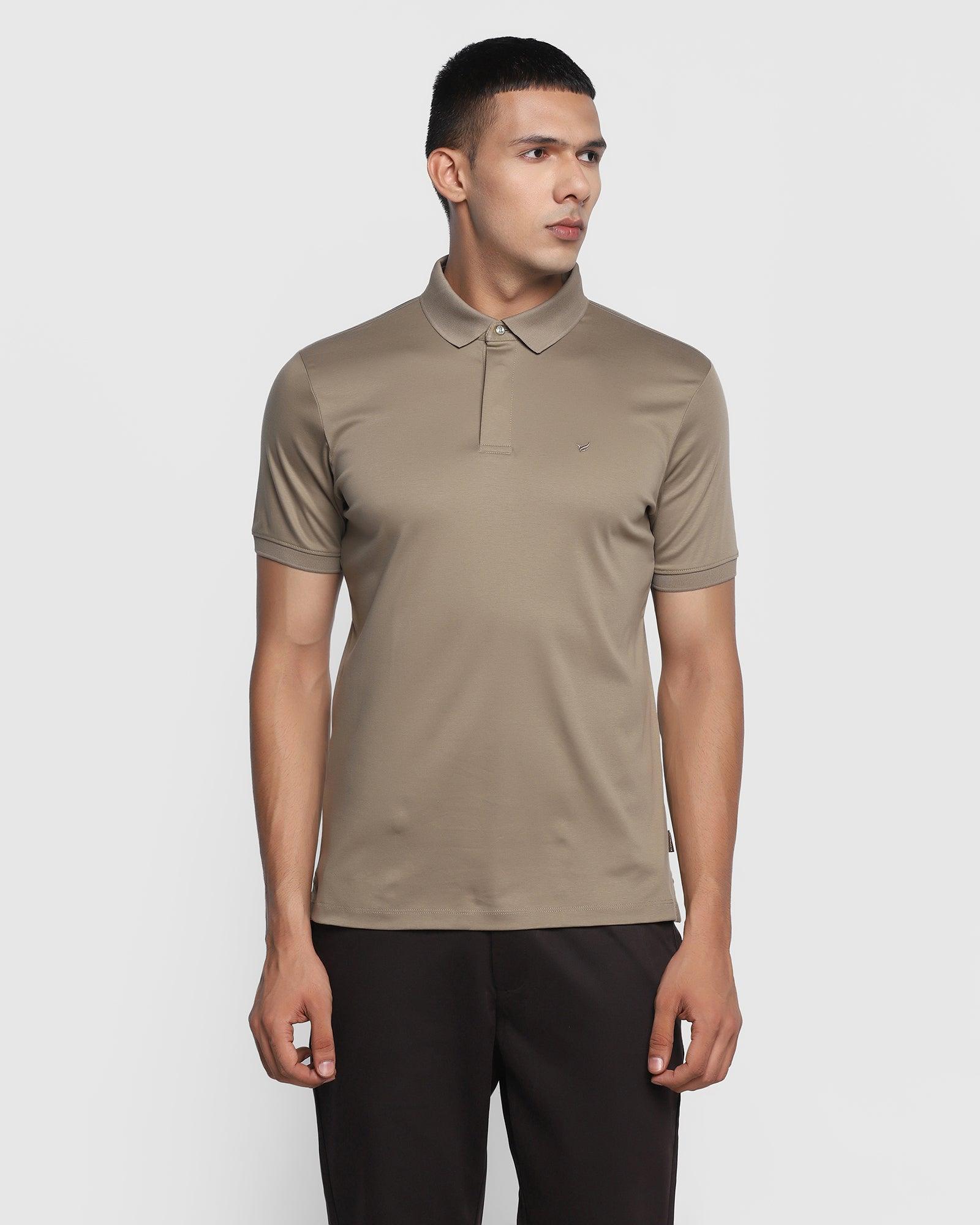 Polo Beige Solid T Shirt - Toll