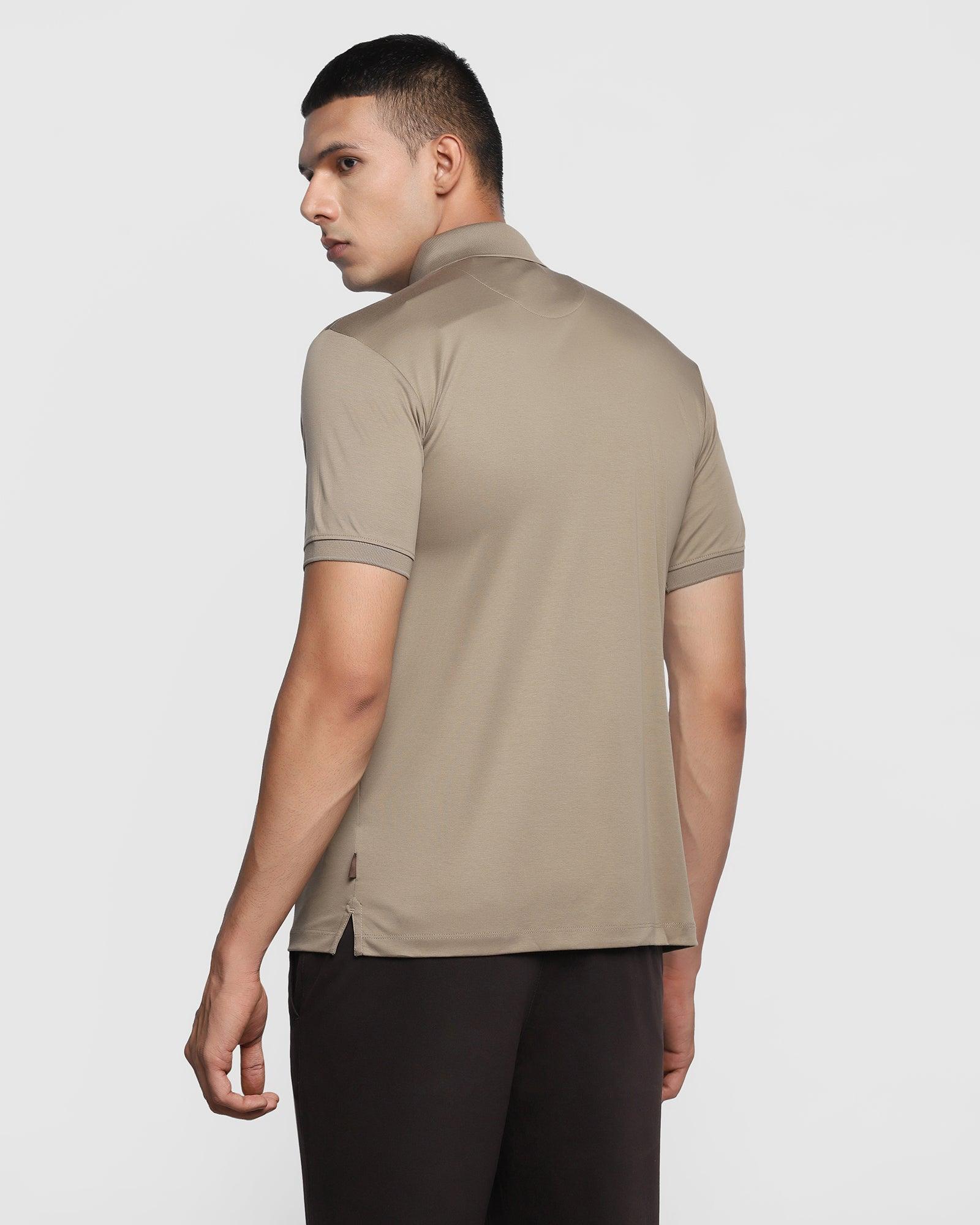 Polo Beige Solid T Shirt - Toll