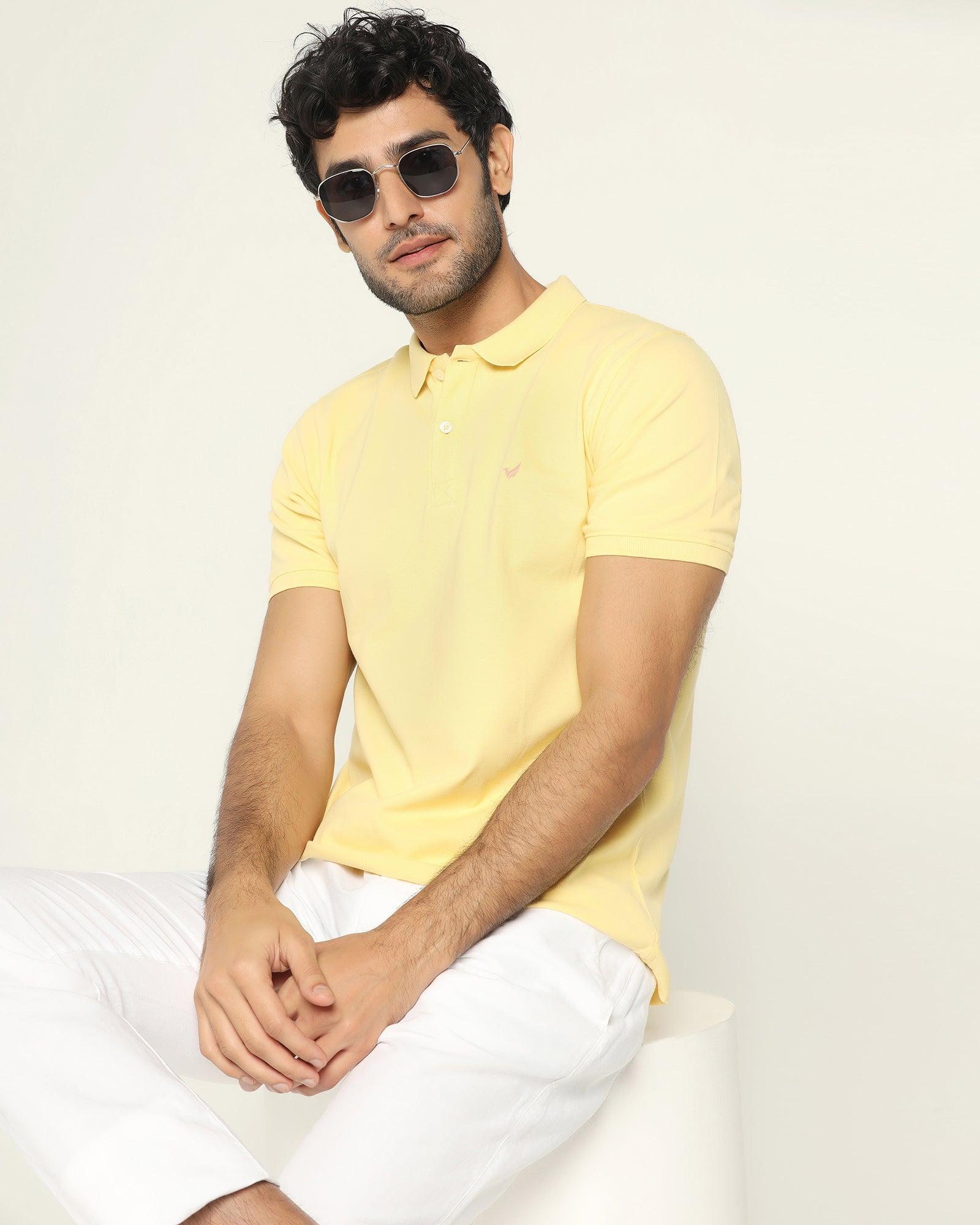 Polo Yellow Solid T Shirt - Bonnel - Blackberrys