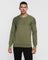 Crew Neck Moss Green Solid Sweatshirt - Andrew