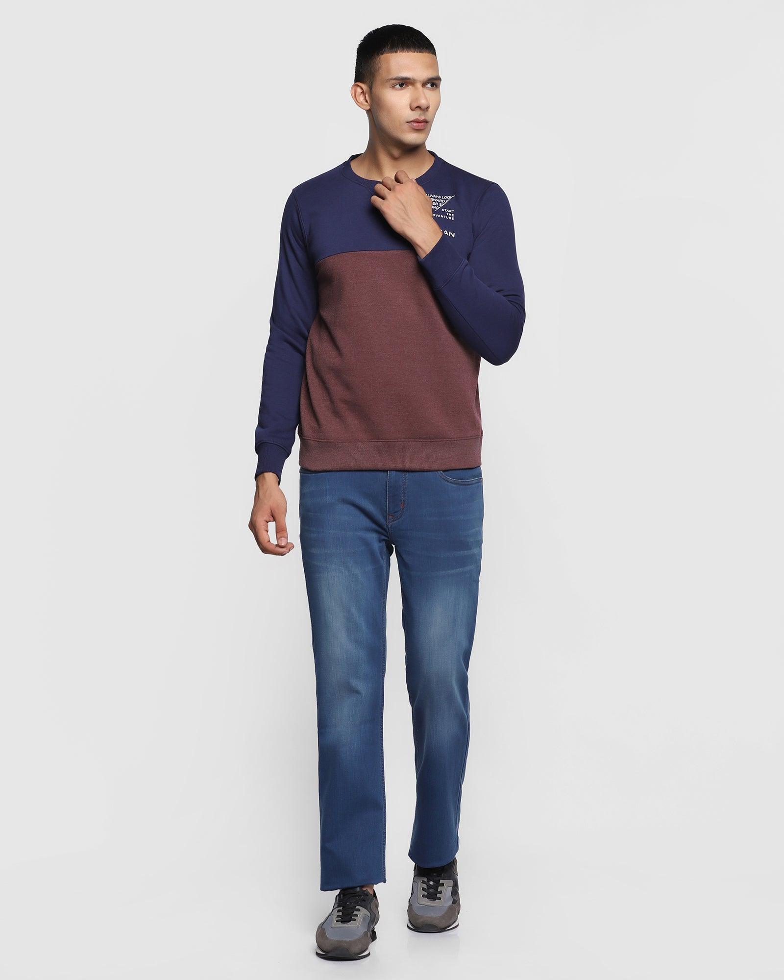 Crew Neck Sweatshirt In Wine (Crash) - Blackberrys
