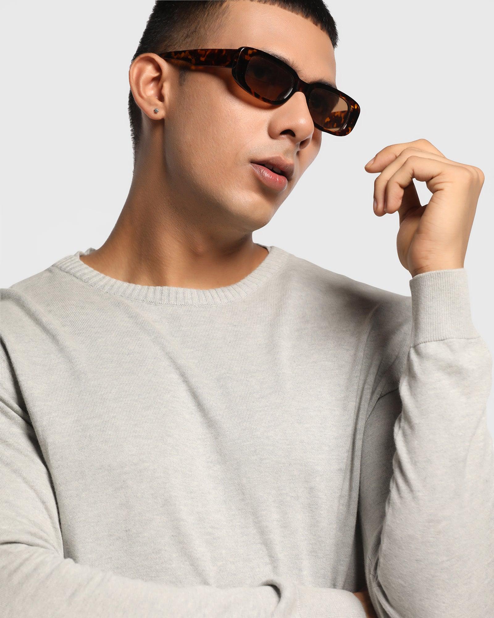 Crew Neck Sweater In Light Grey Melange (Alex) - Blackberrys
