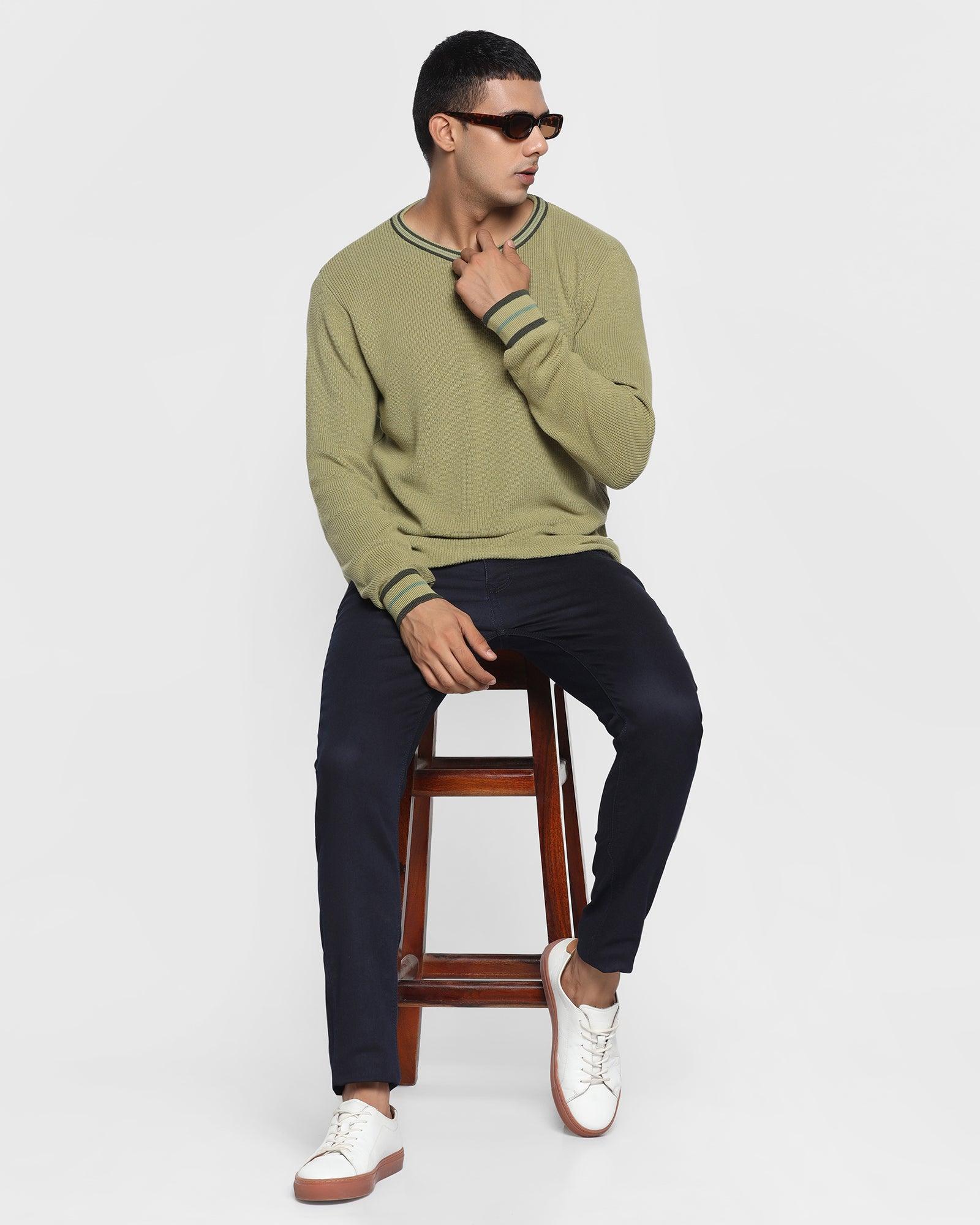 Crew Neck Sweater In Moss Green (Bonne) - Blackberrys