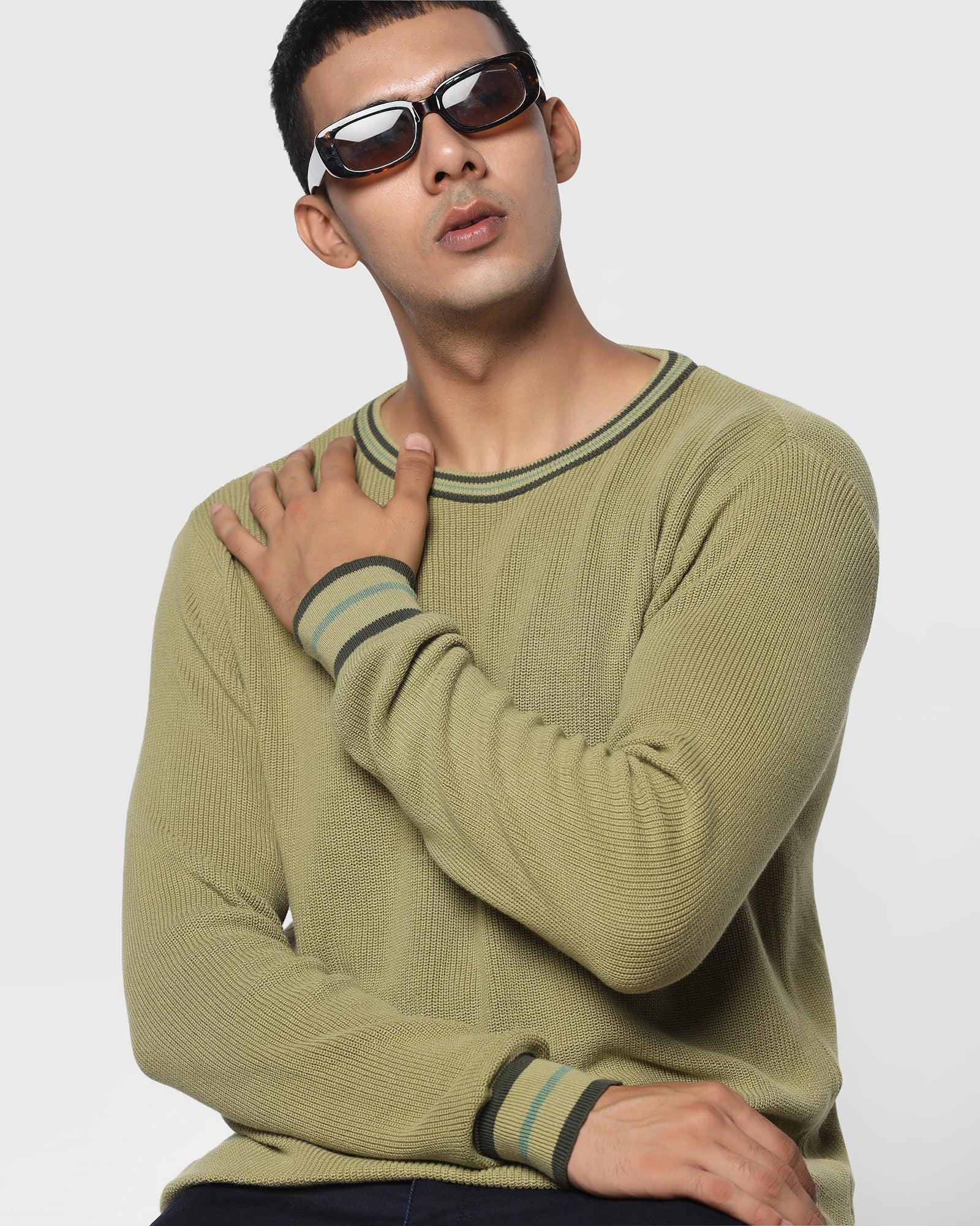 Crew Neck Sweater In Moss Green (Bonne) - Blackberrys