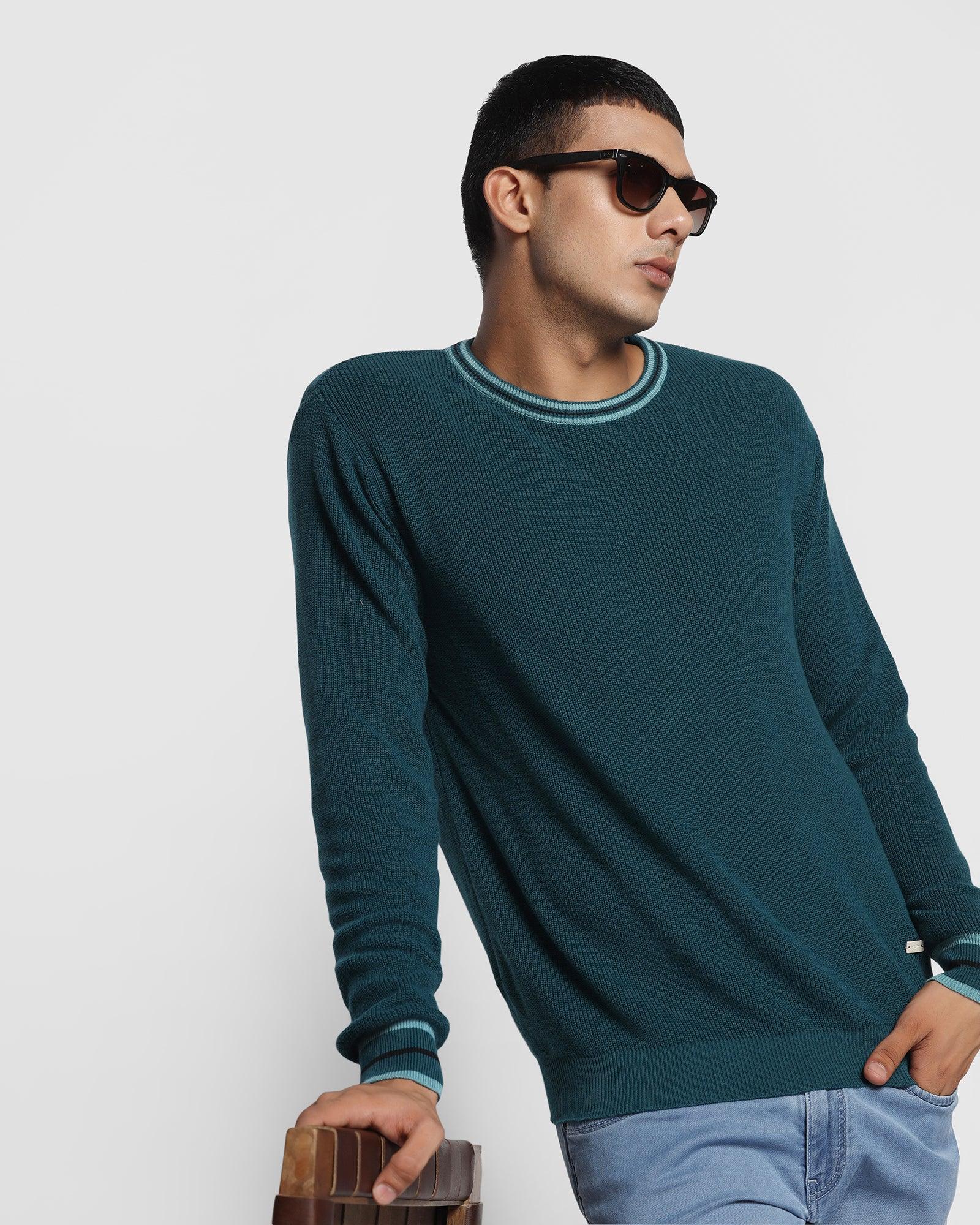 Crew Neck Sweater In Teal Green (Bonne) - Blackberrys