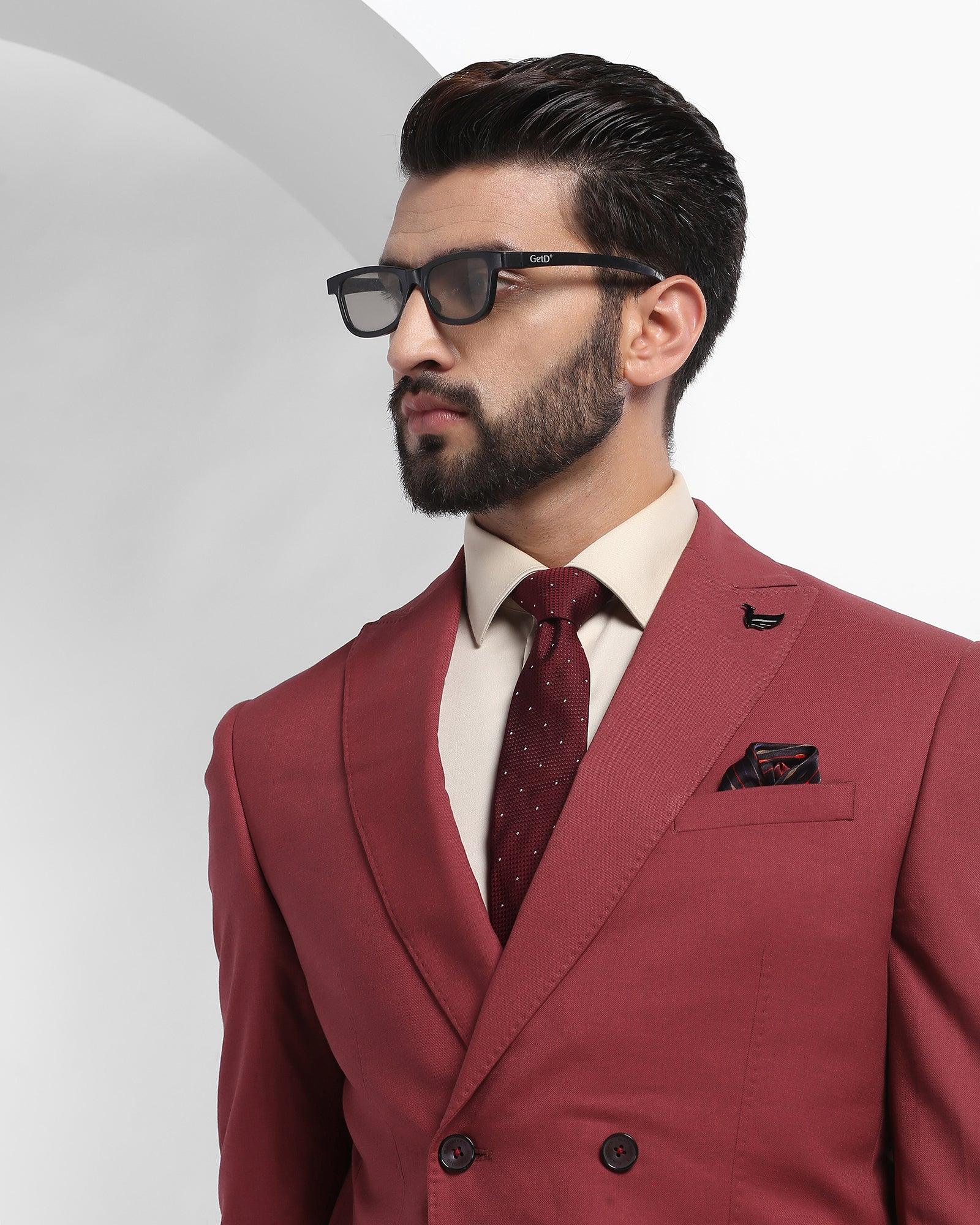 Double Breasted Two Piece Rust Solid Formal Suit - Elmund