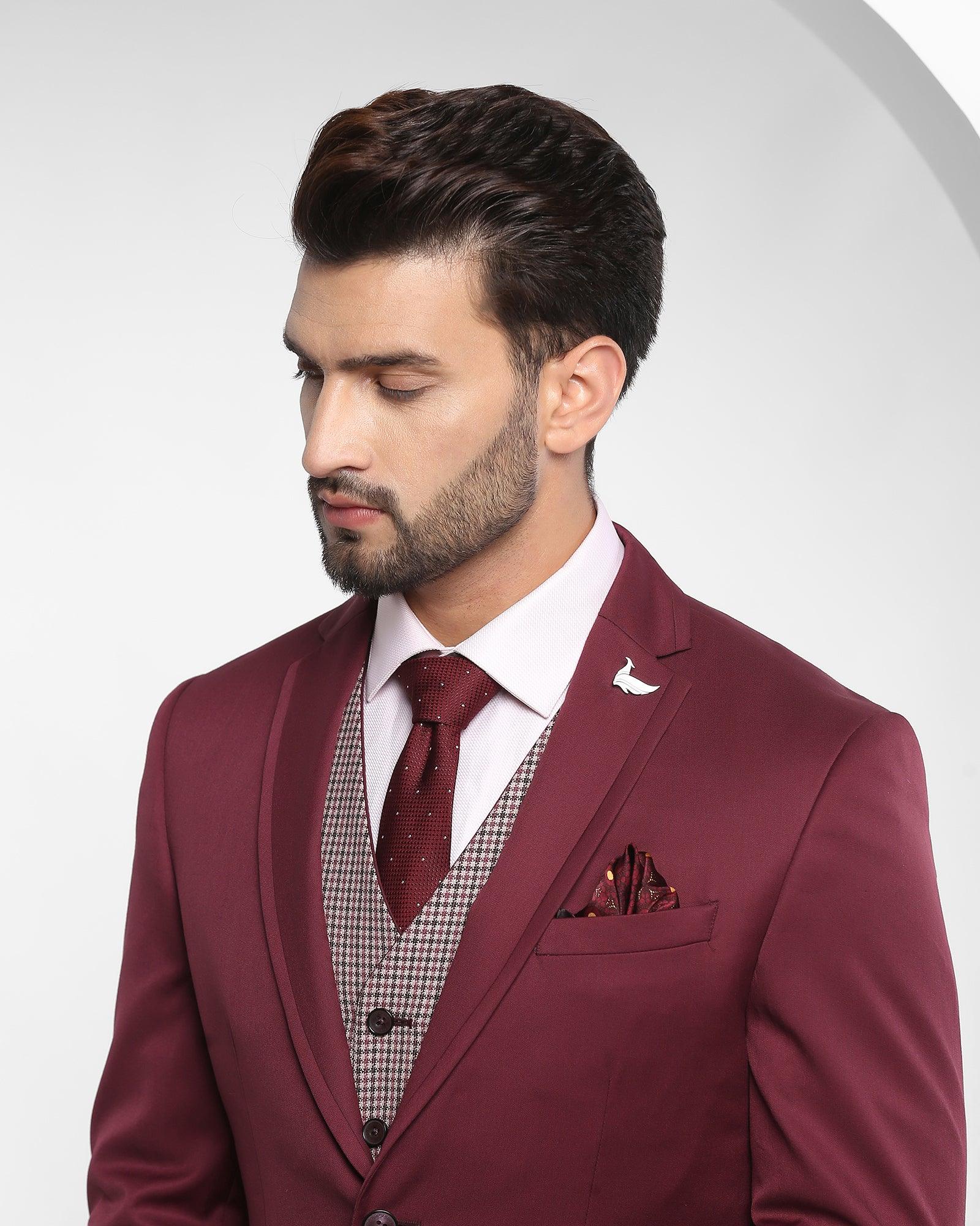 Solid Formal 6X Suits In Maroon Throne CPNM1431R12A22FL image3