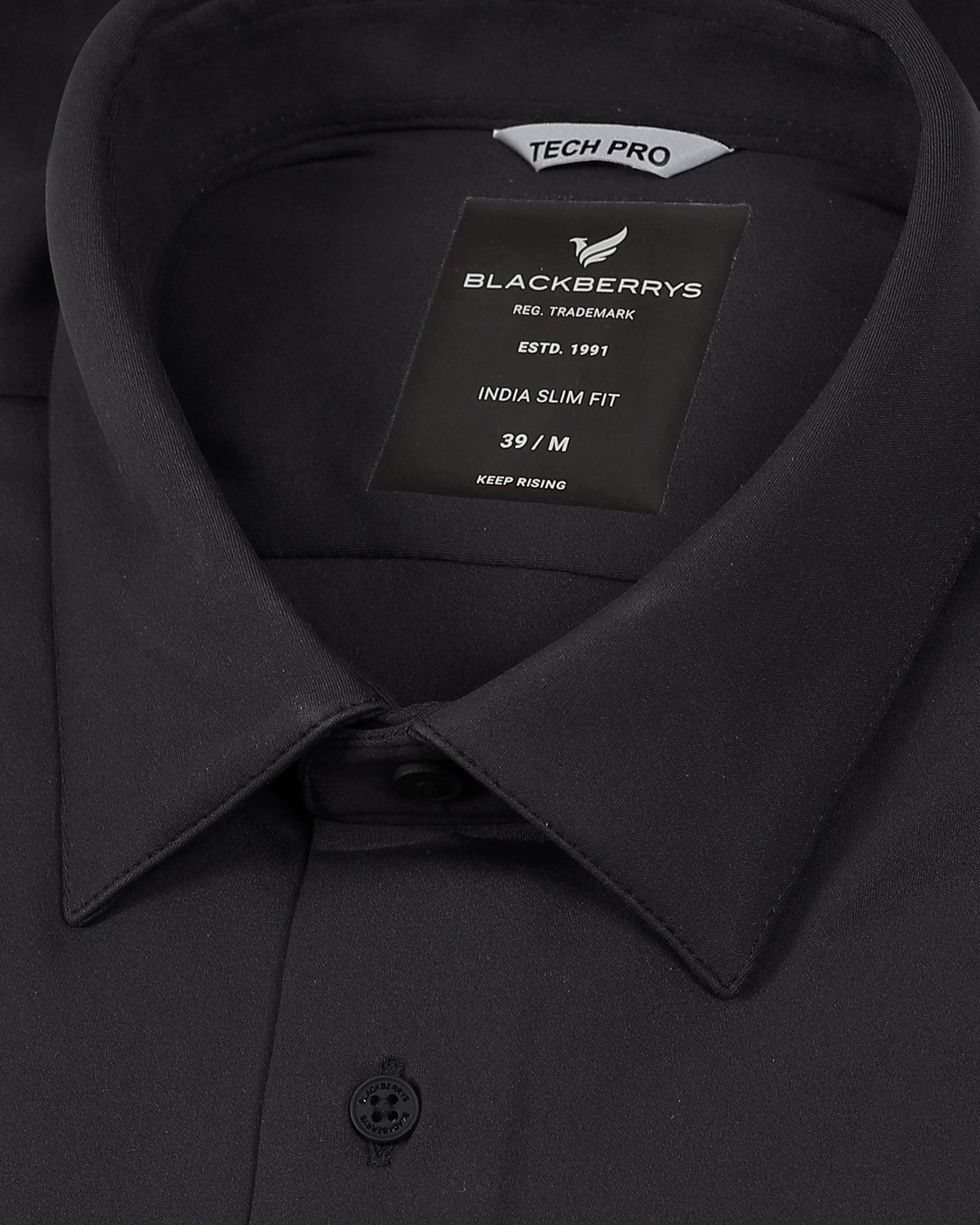 Formal Half Sleeve Black Solid Shirt - Admin