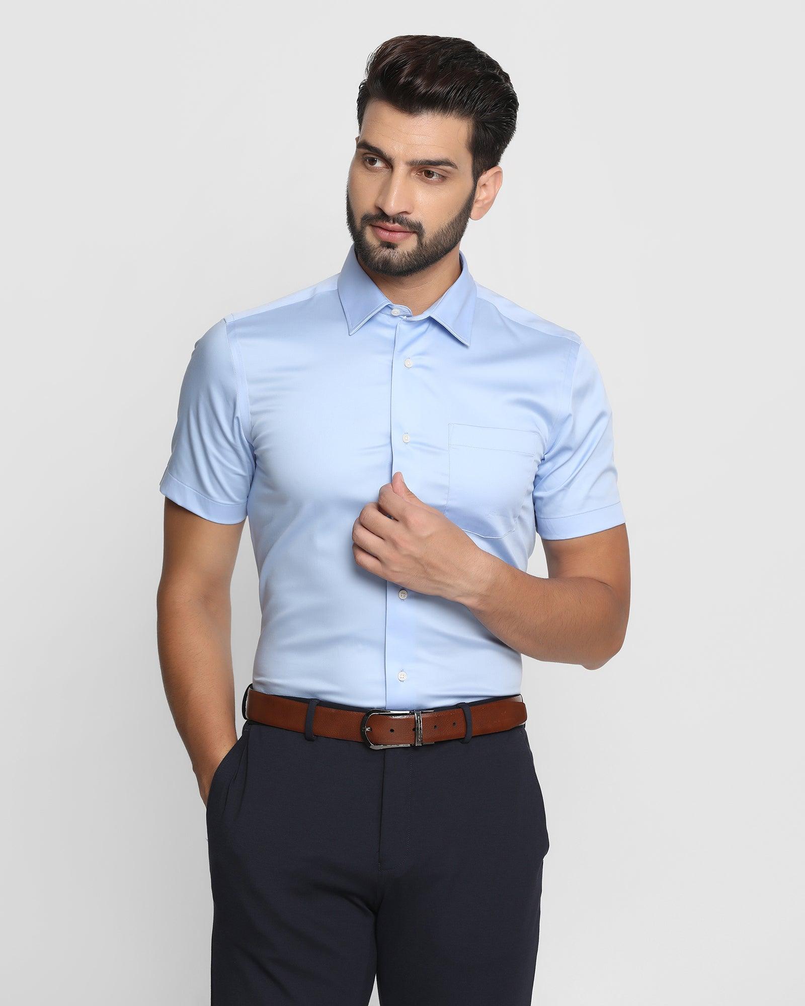 Formal Half Sleeve Blue Solid Shirt - Sailor