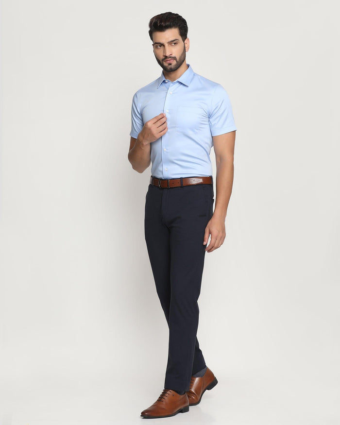 Formal Half Sleeve Blue Solid Shirt - Sailor