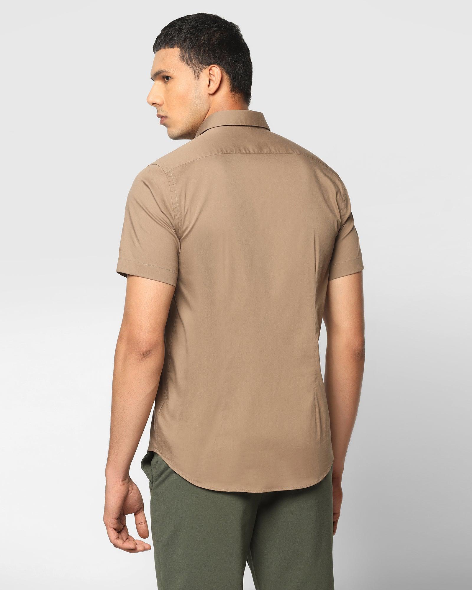 Formal Half Sleeve Brown Solid Shirt - Neil