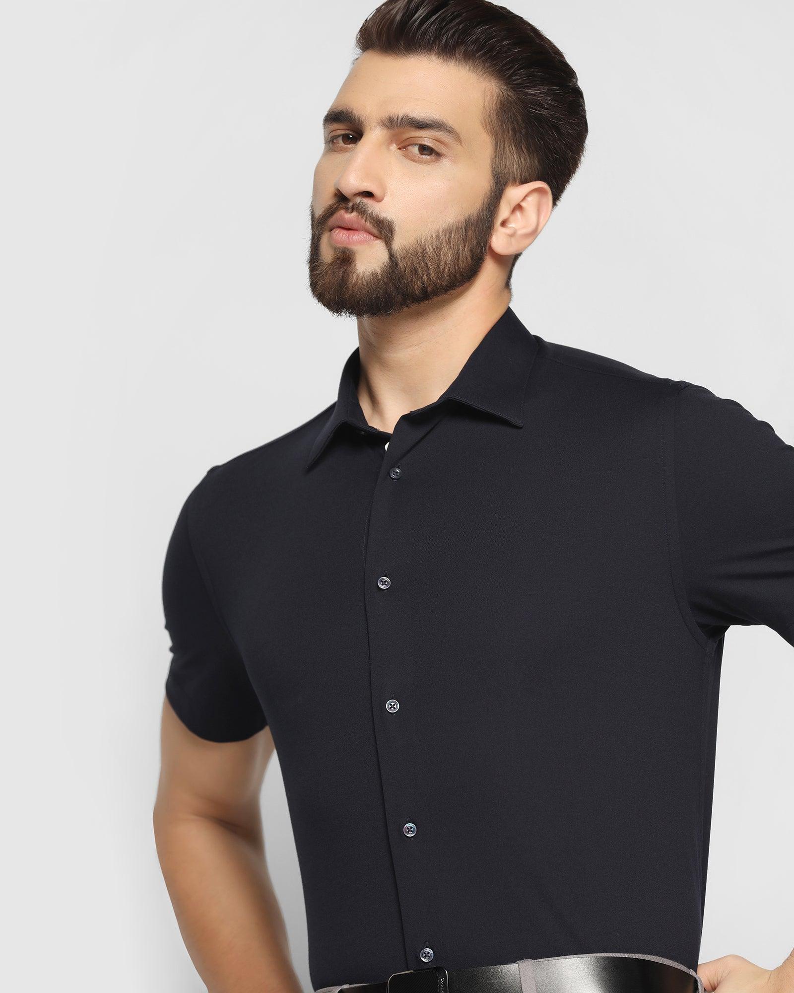 Formal Half Sleeve Navy Solid Shirt - Primus
