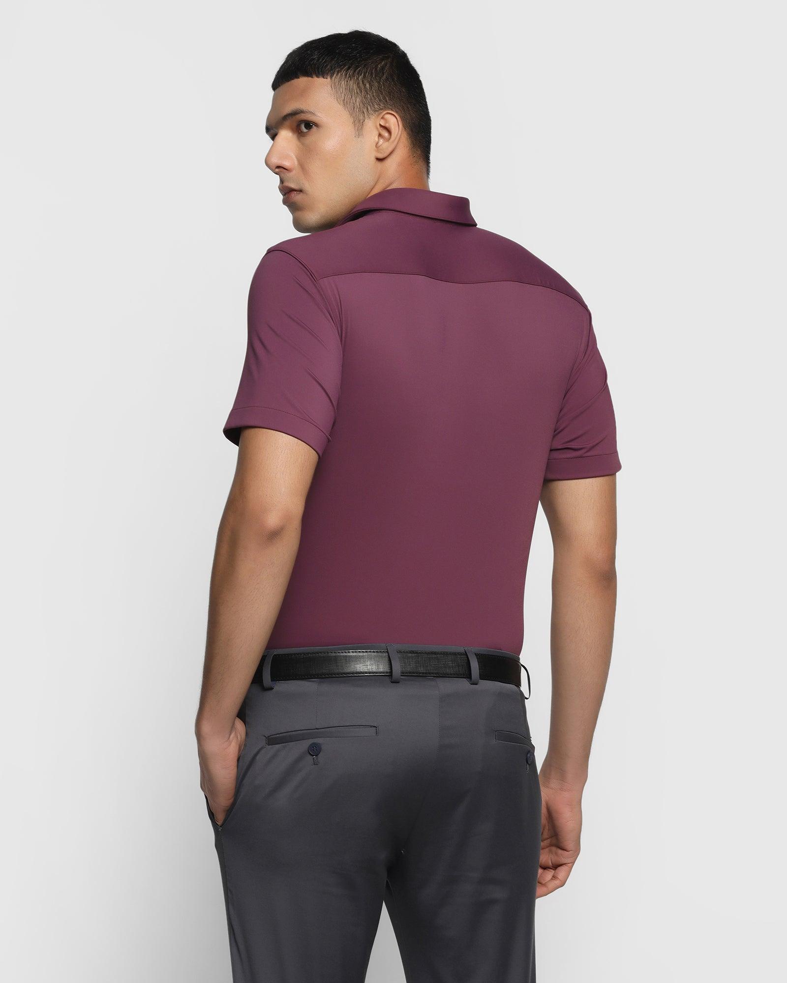 Formal Half Sleeve Plum Solid Shirt - Admin