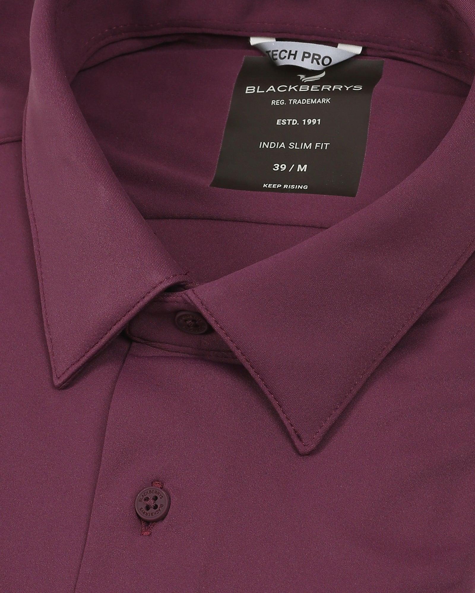Formal Half Sleeve Plum Solid Shirt - Admin