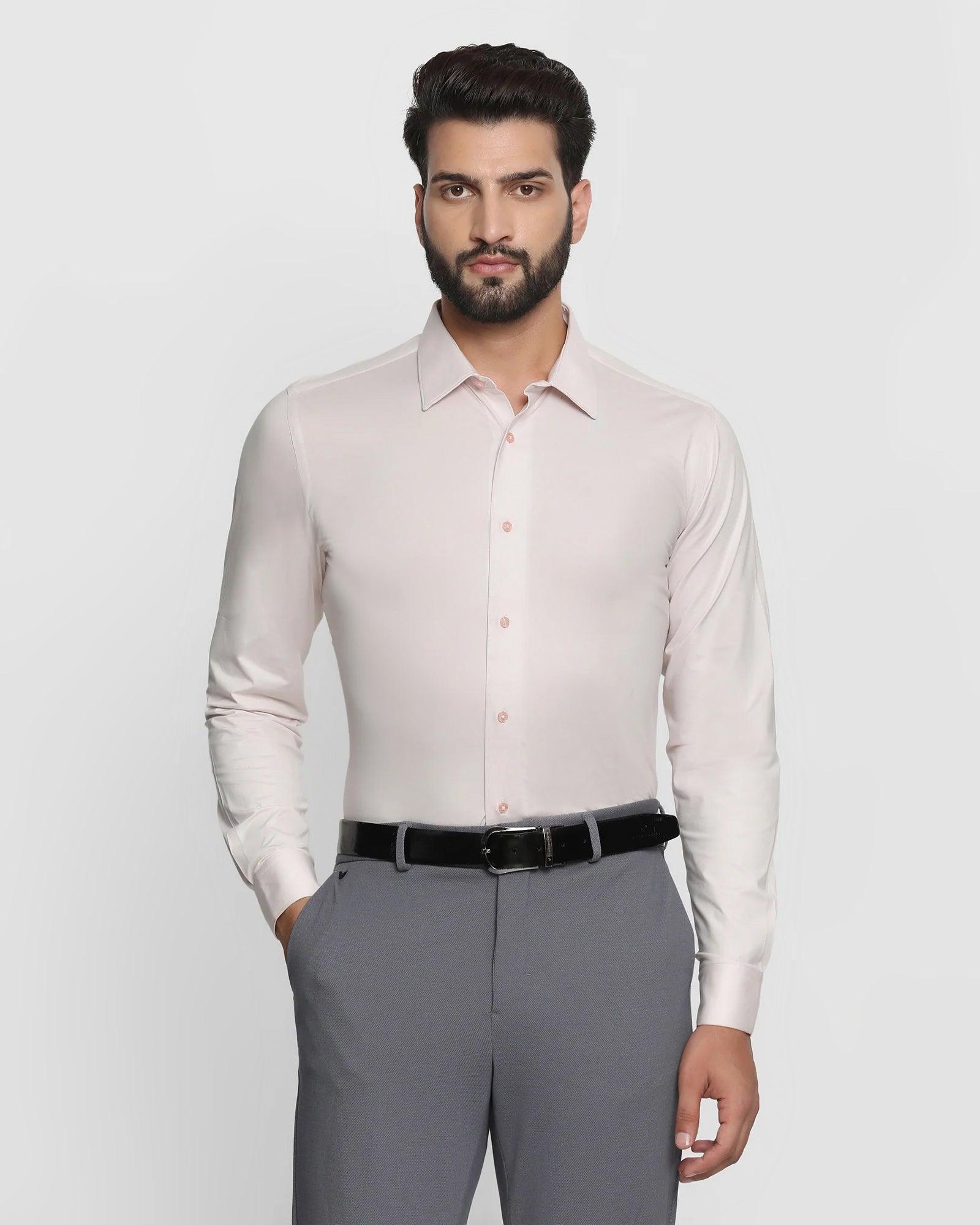 Formal Light Pink Solid Shirt - Verna