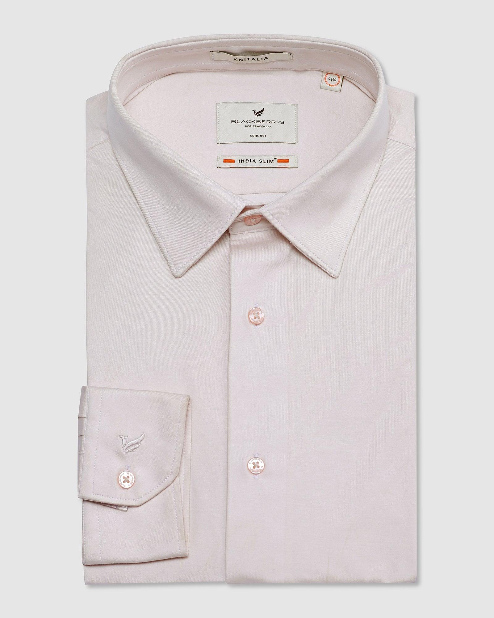 Formal Light Pink Solid Shirt - Verna