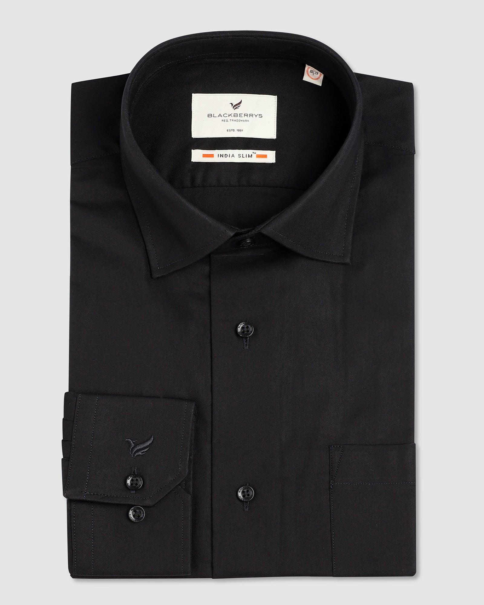 Formal Black Solid Shirt - Vento