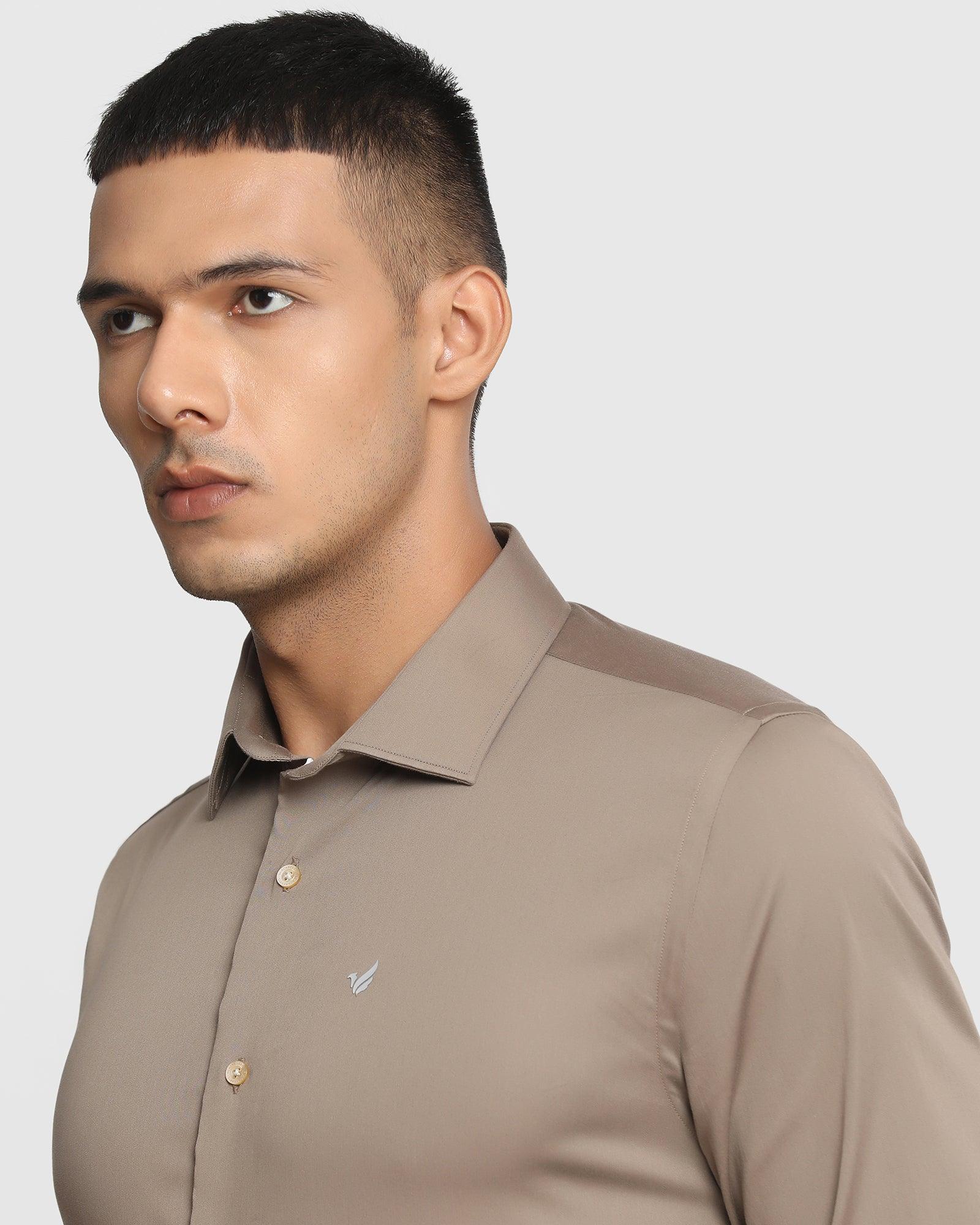 TechPro Formal Brown Solid Shirt - Neil