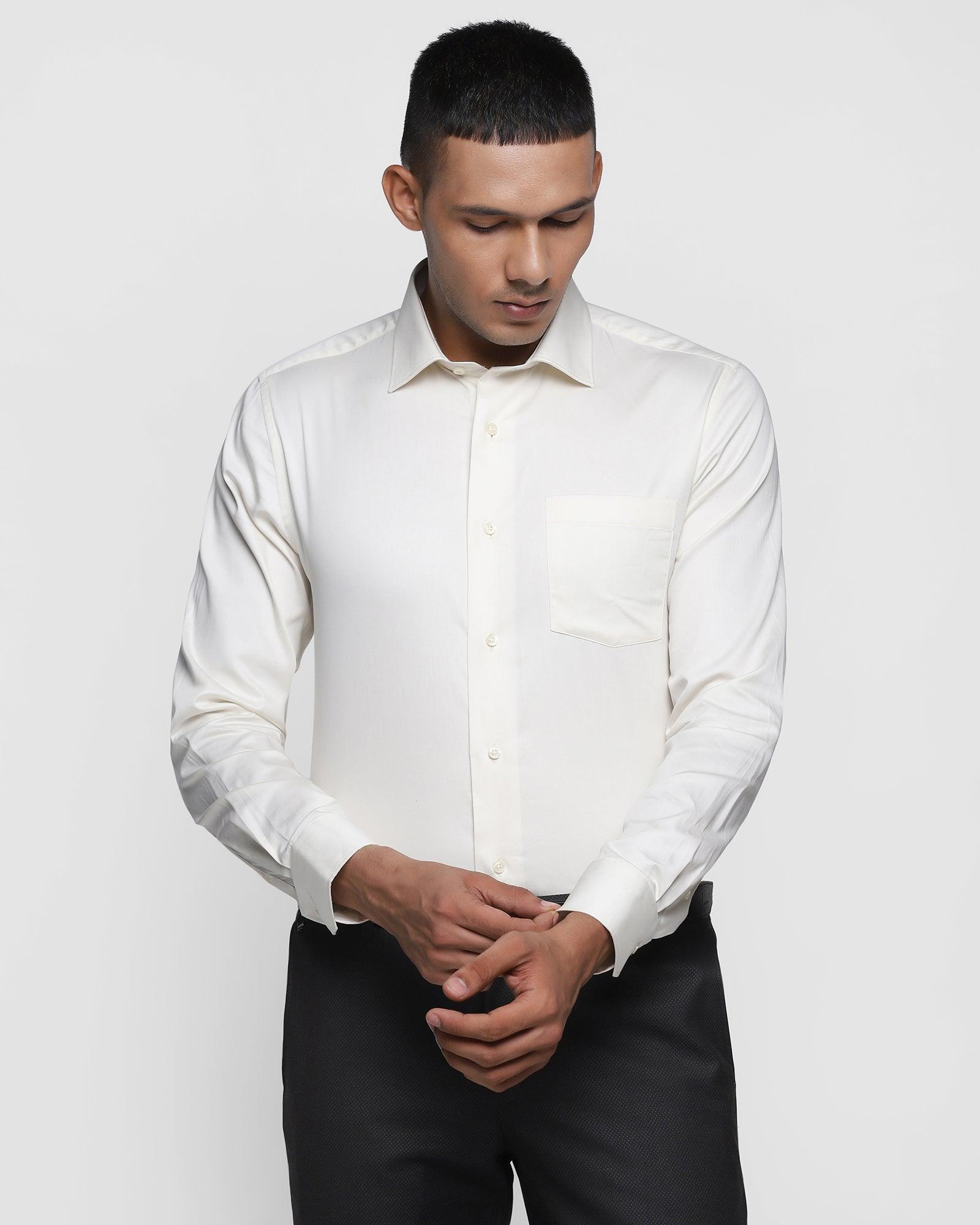 Formal Cream Solid Shirt - Maple