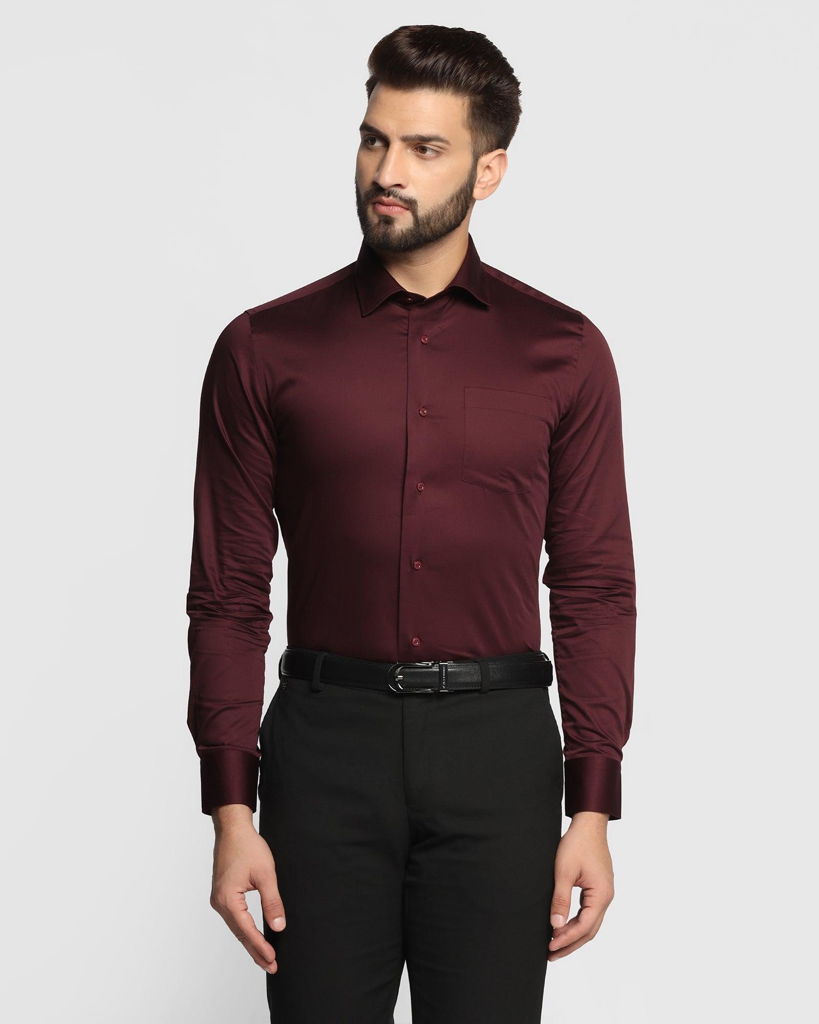 Formal Maroon Solid Shirt - Simble