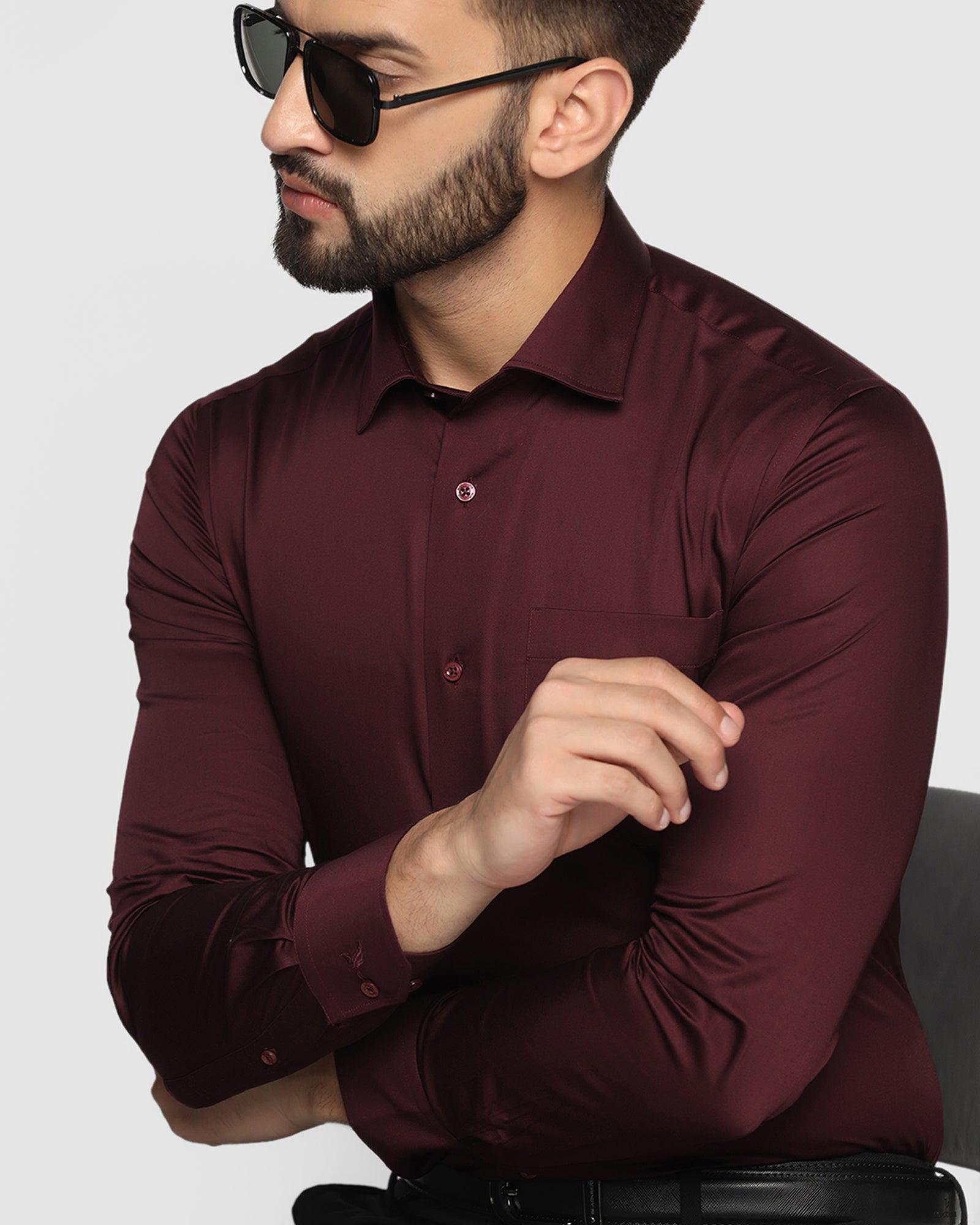 Formal Maroon Solid Shirt - Simble