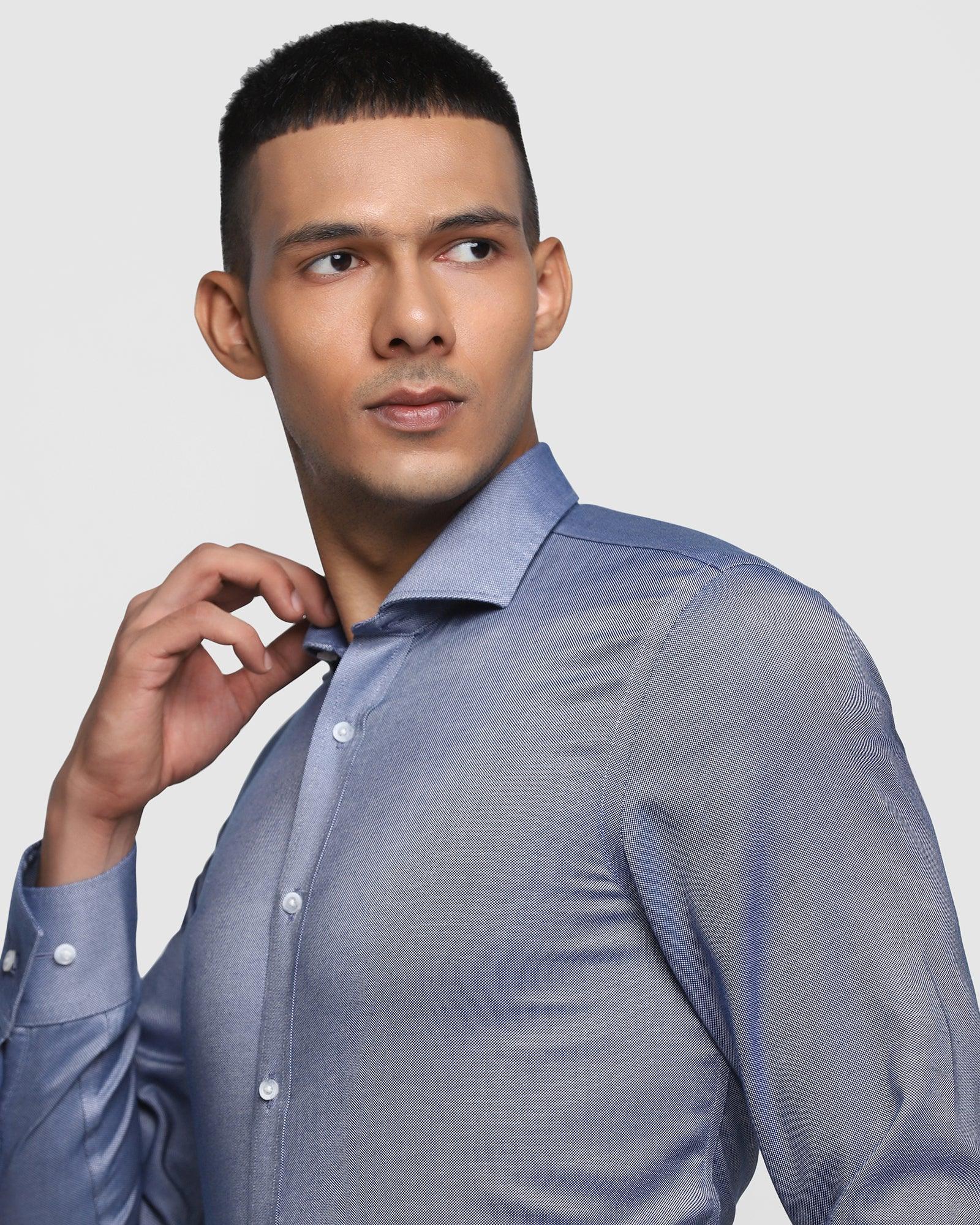 Non Iron Formal Mid Blue Solid Shirt - Verito