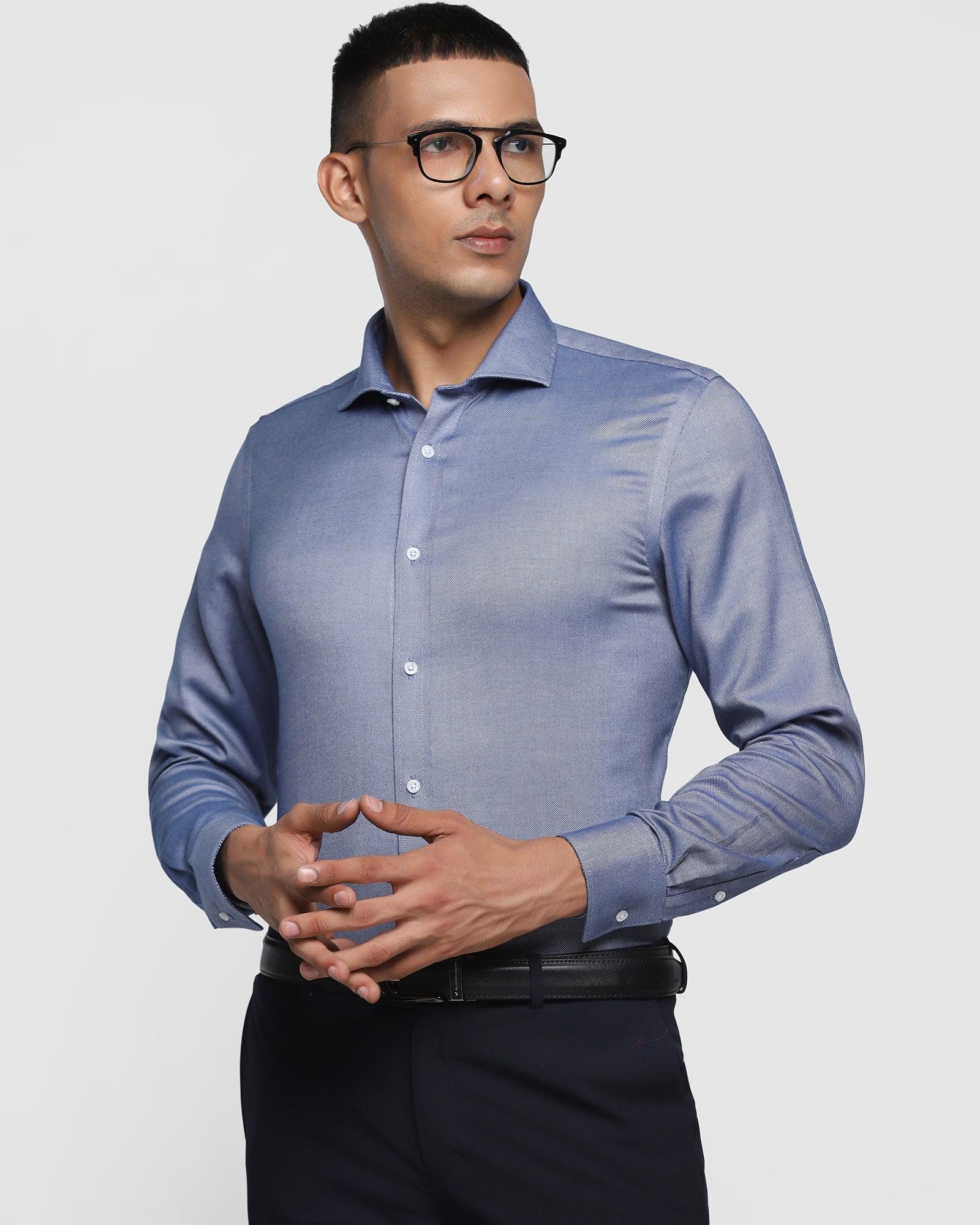 Non Iron Formal Mid Blue Solid Shirt - Verito