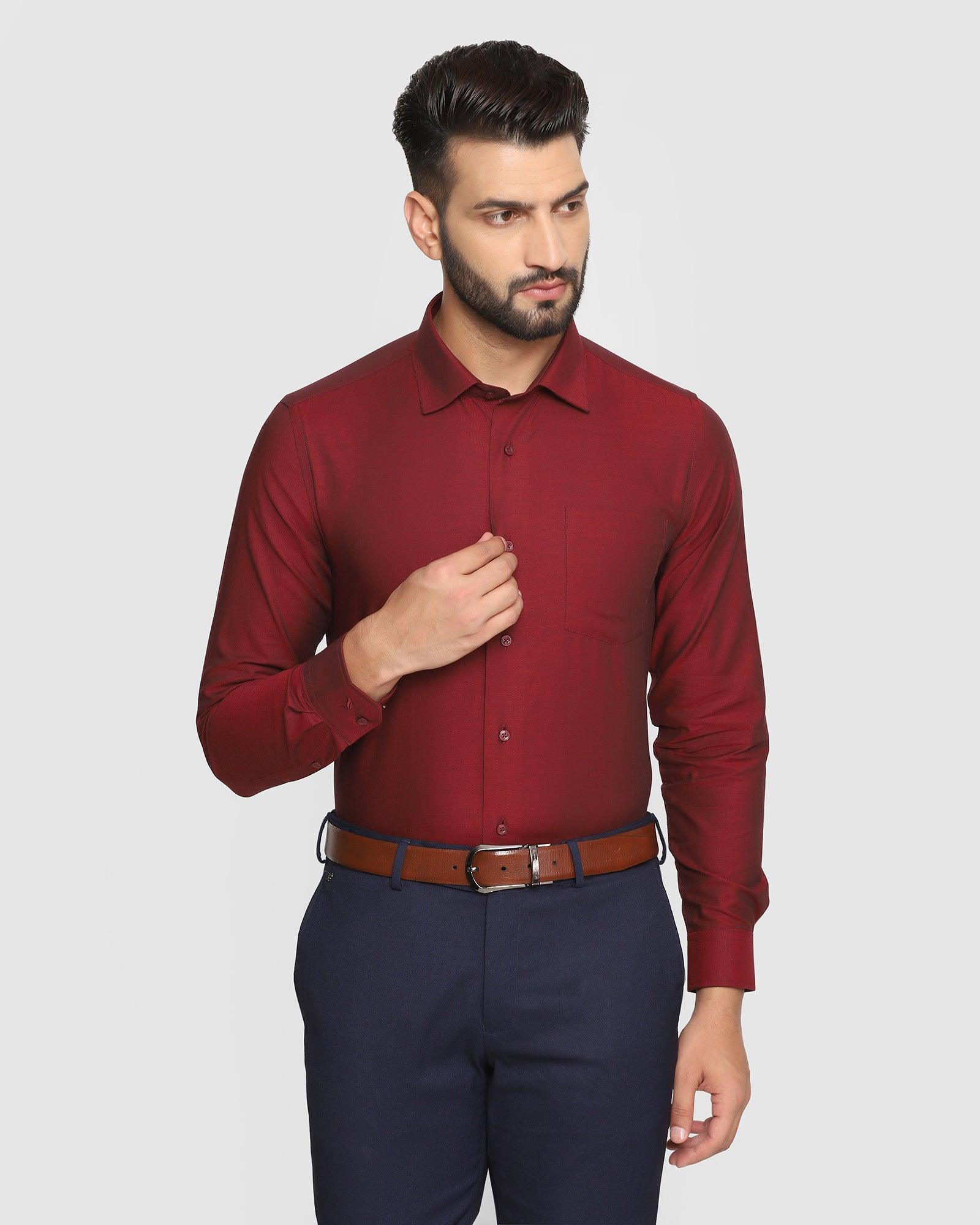 Formal Red Solid Shirt - Abital