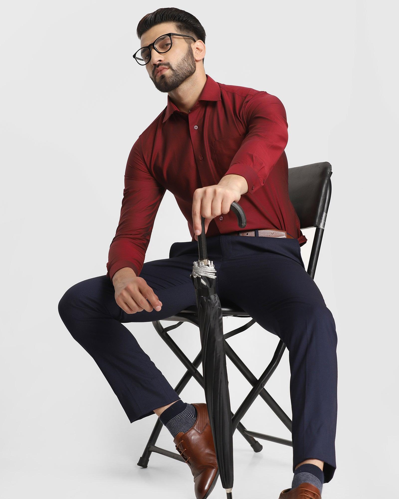 Formal Red Solid Shirt - Abital