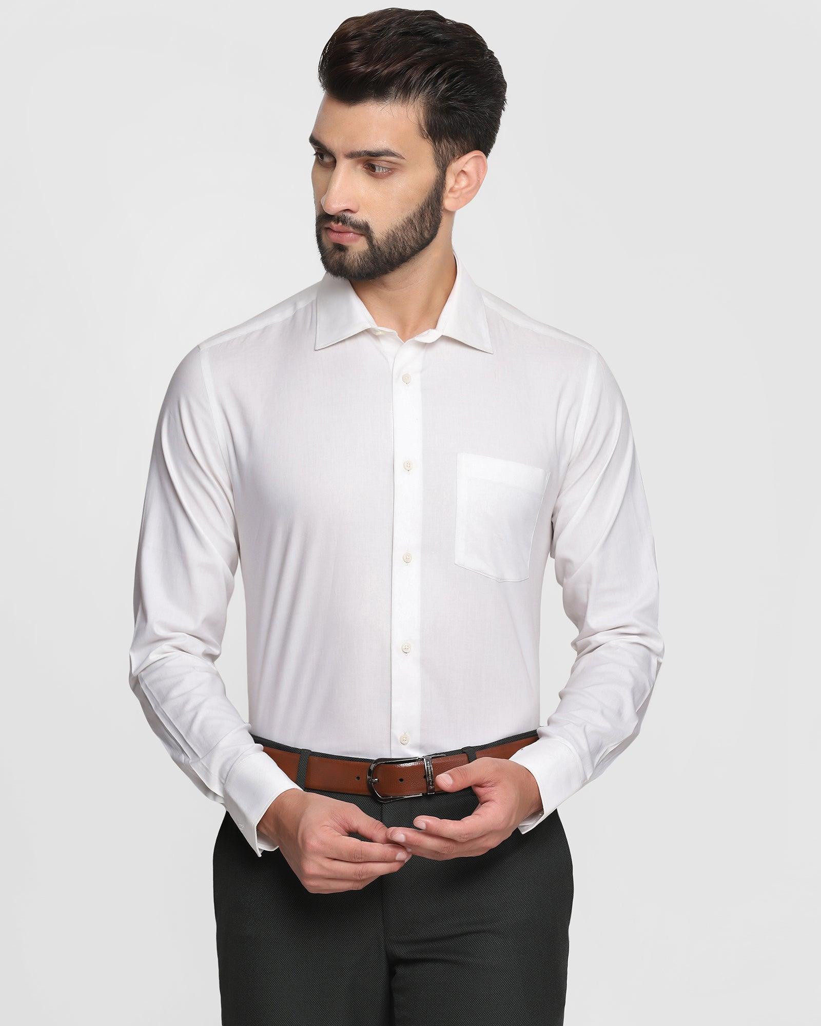 Formal White Solid Shirt - Vento