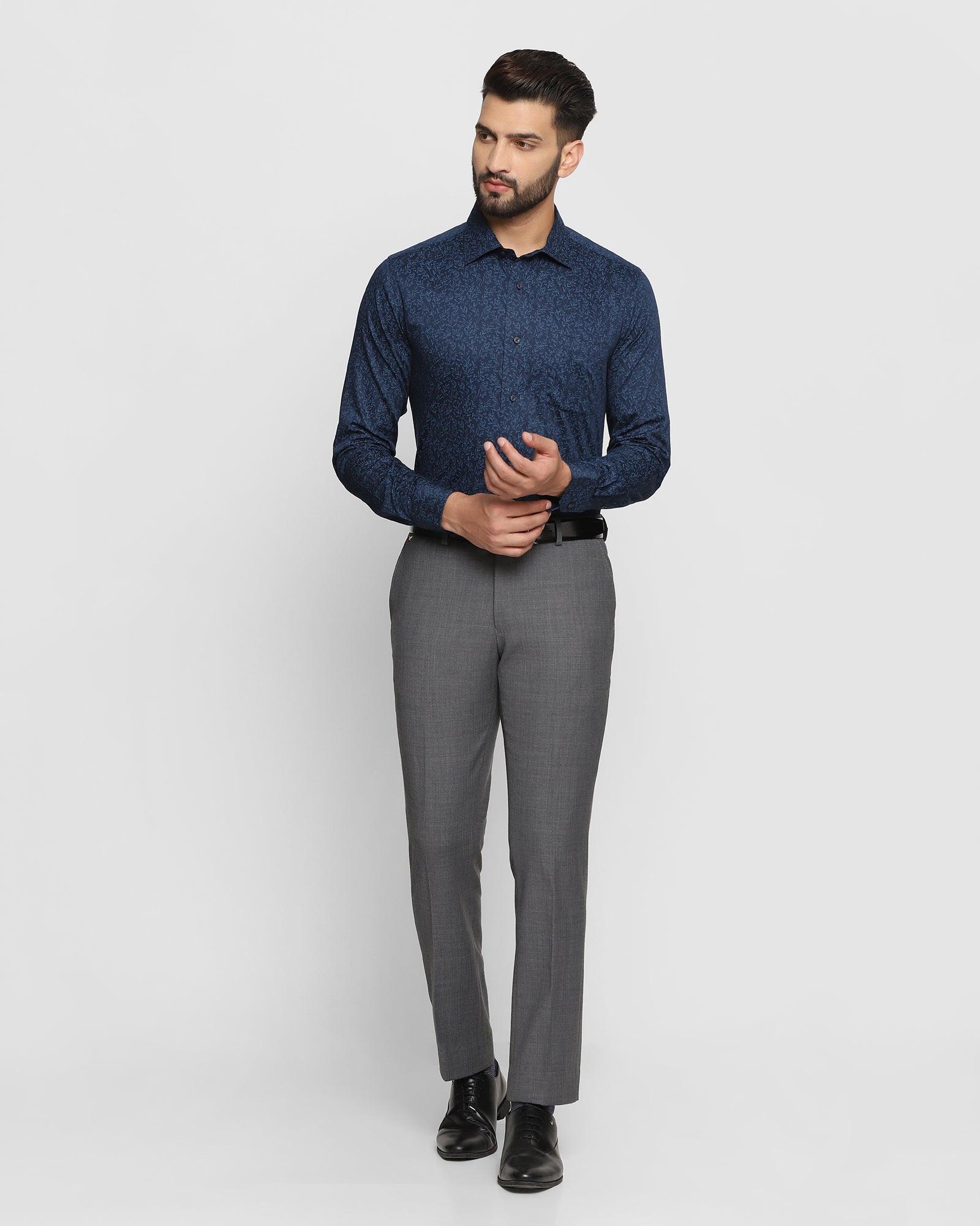 Luxe Slim Comfort B-95 Formal Charcoal Solid Trouser - Lupin