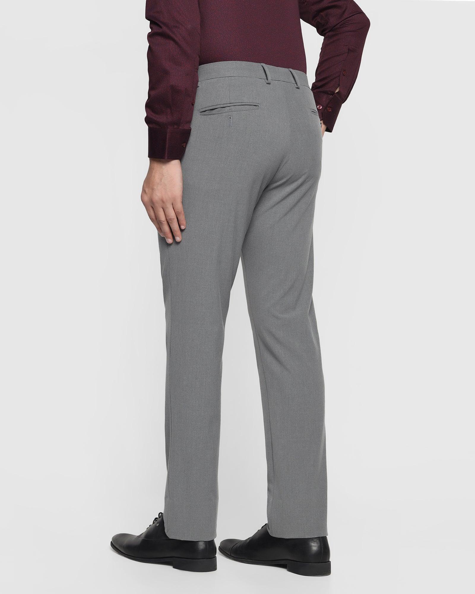Buy Men Grey Carrot Fit Solid Flat Front Formal Trousers Online - 709540 |  Louis Philippe