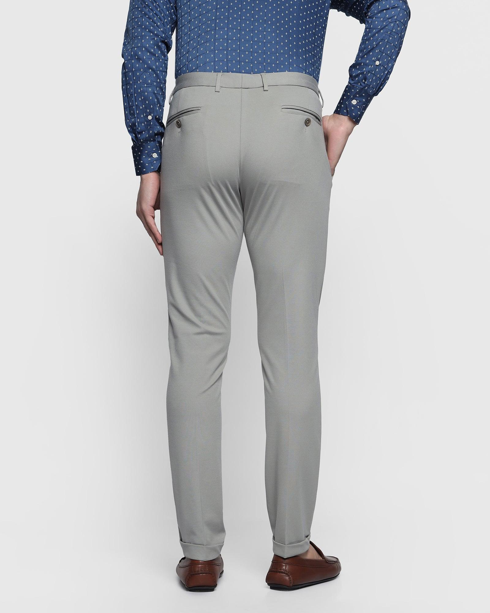 Slim Fit Light Grey Linen Trousers | Buy Online at Moss