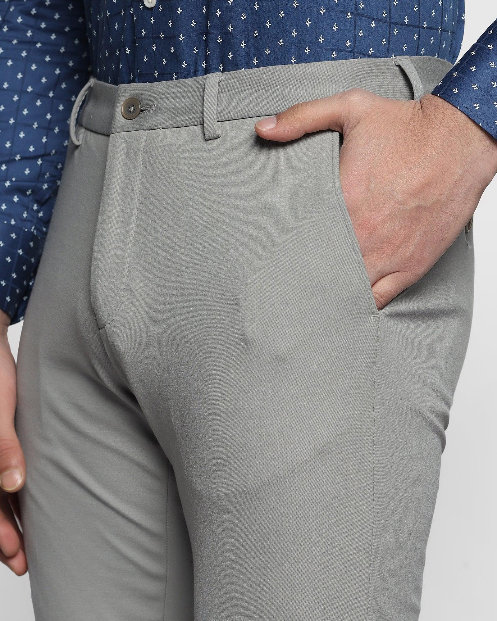 Super Slim Phoenix Formal Light Grey Solid Trouser - Soak