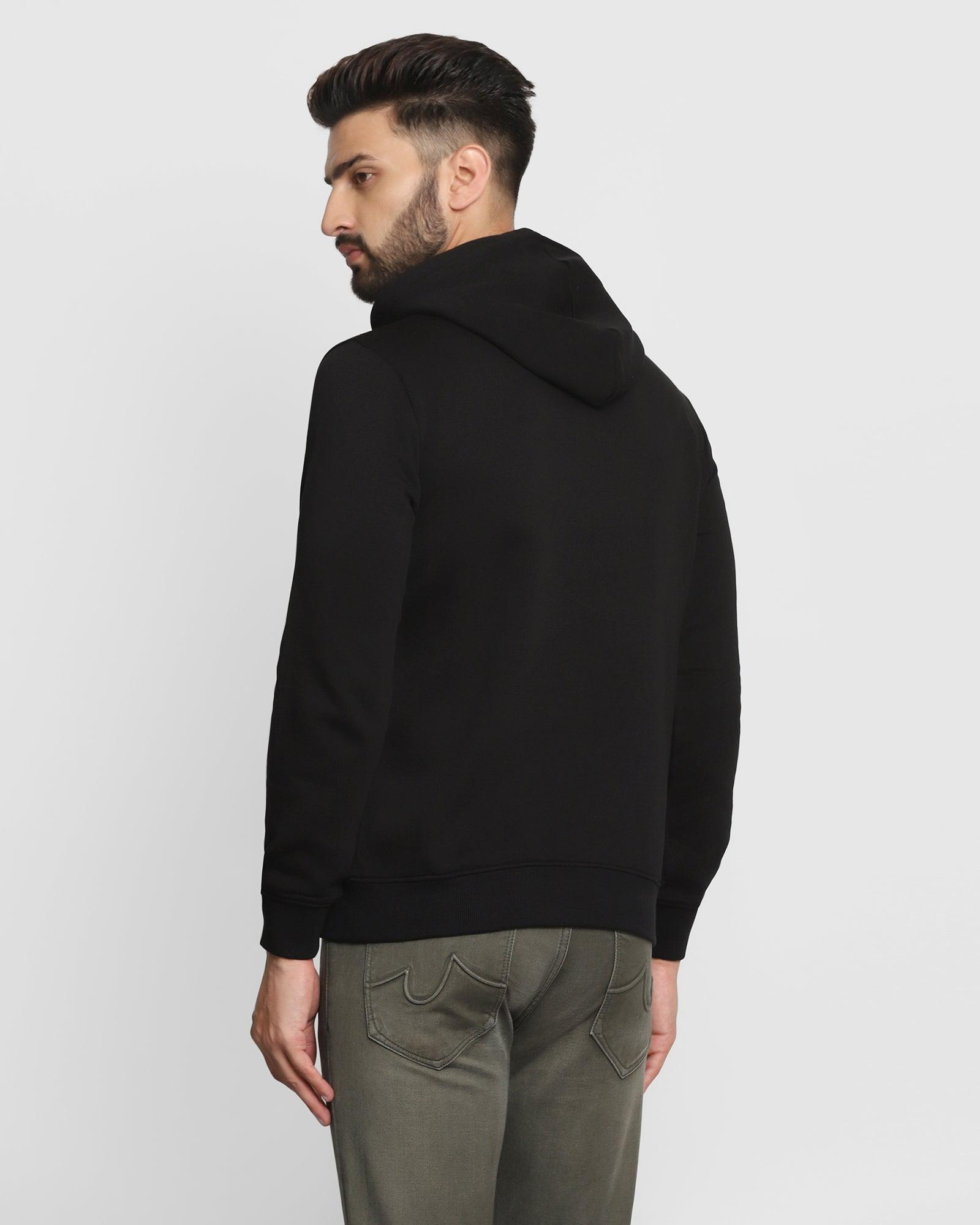 Hoodie Black Solid Sweatshirt - Kied