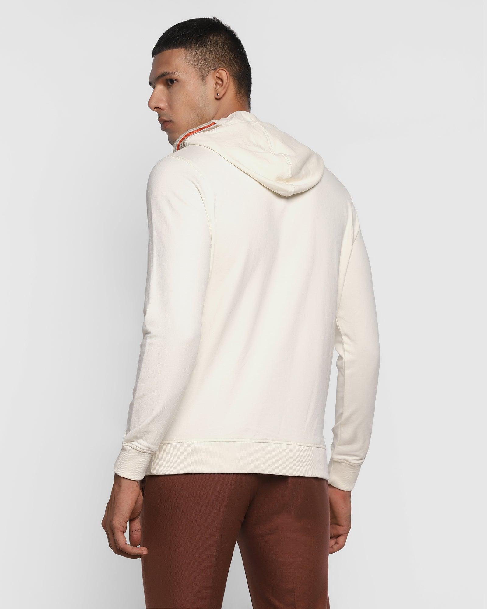 Hoodie Off White Solid Sweatshirt - Colton