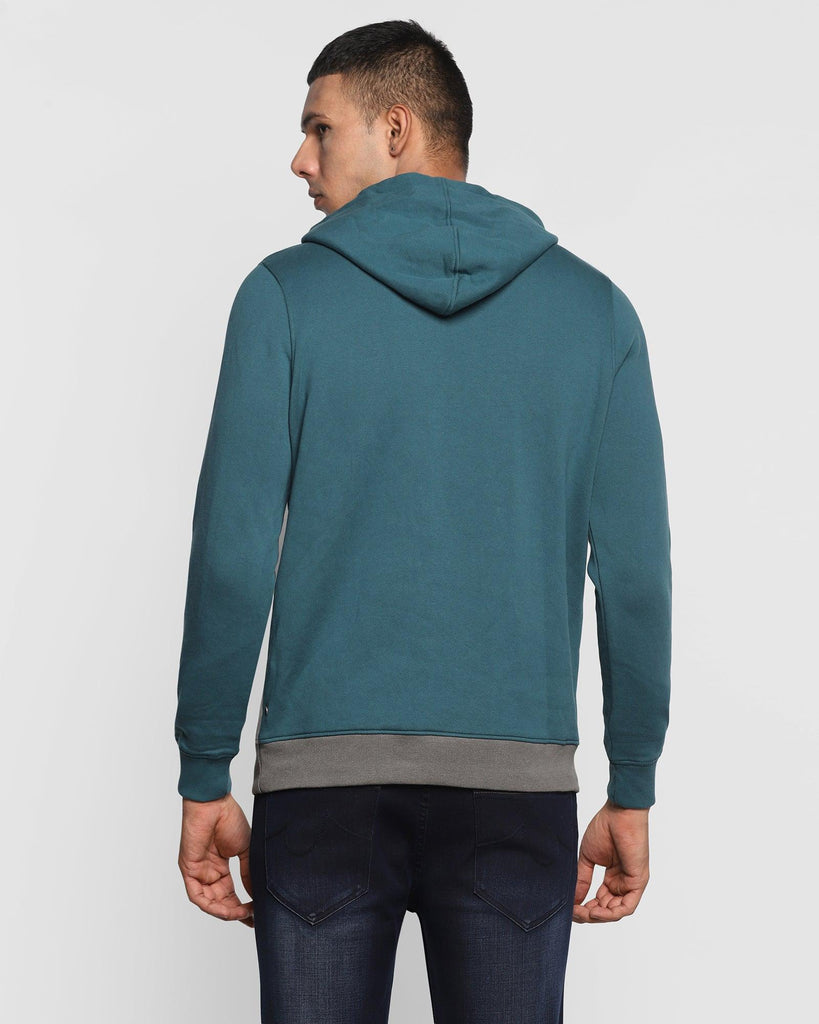 Hoodie Teal Green Solid Sweatshirt - Dolo