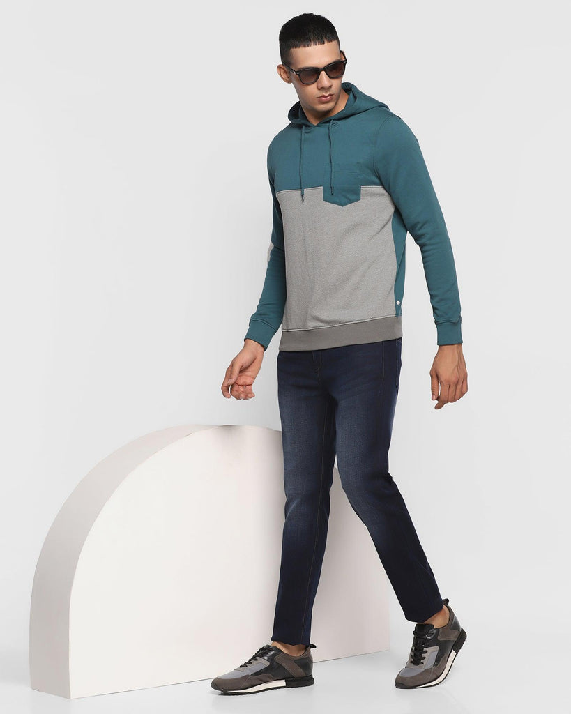 Hoodie Teal Green Solid Sweatshirt - Dolo