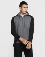 Hoodie Charcoal Melange Solid Sweatshirt - Rage