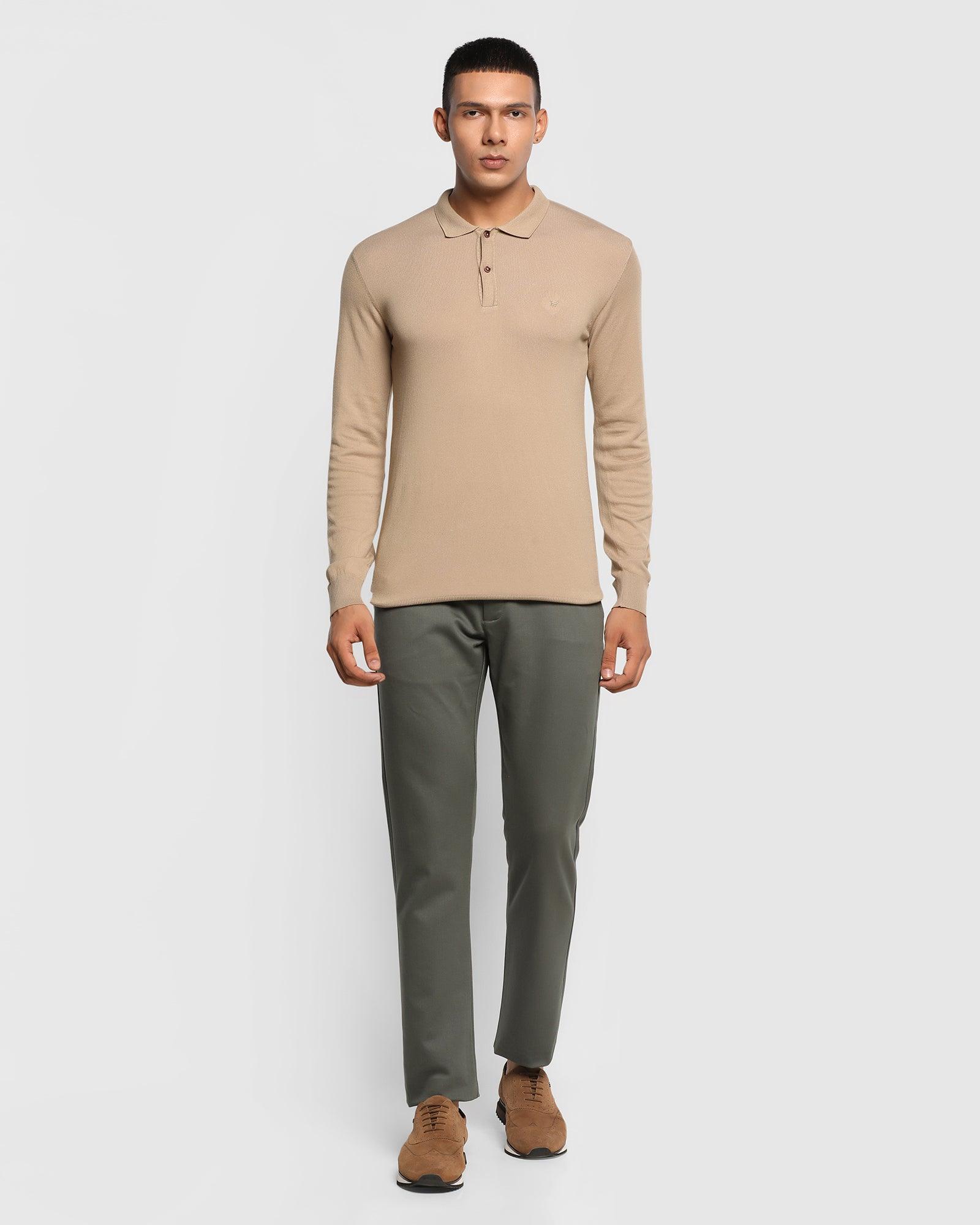 Polo Beige Solid Sweater - Beet