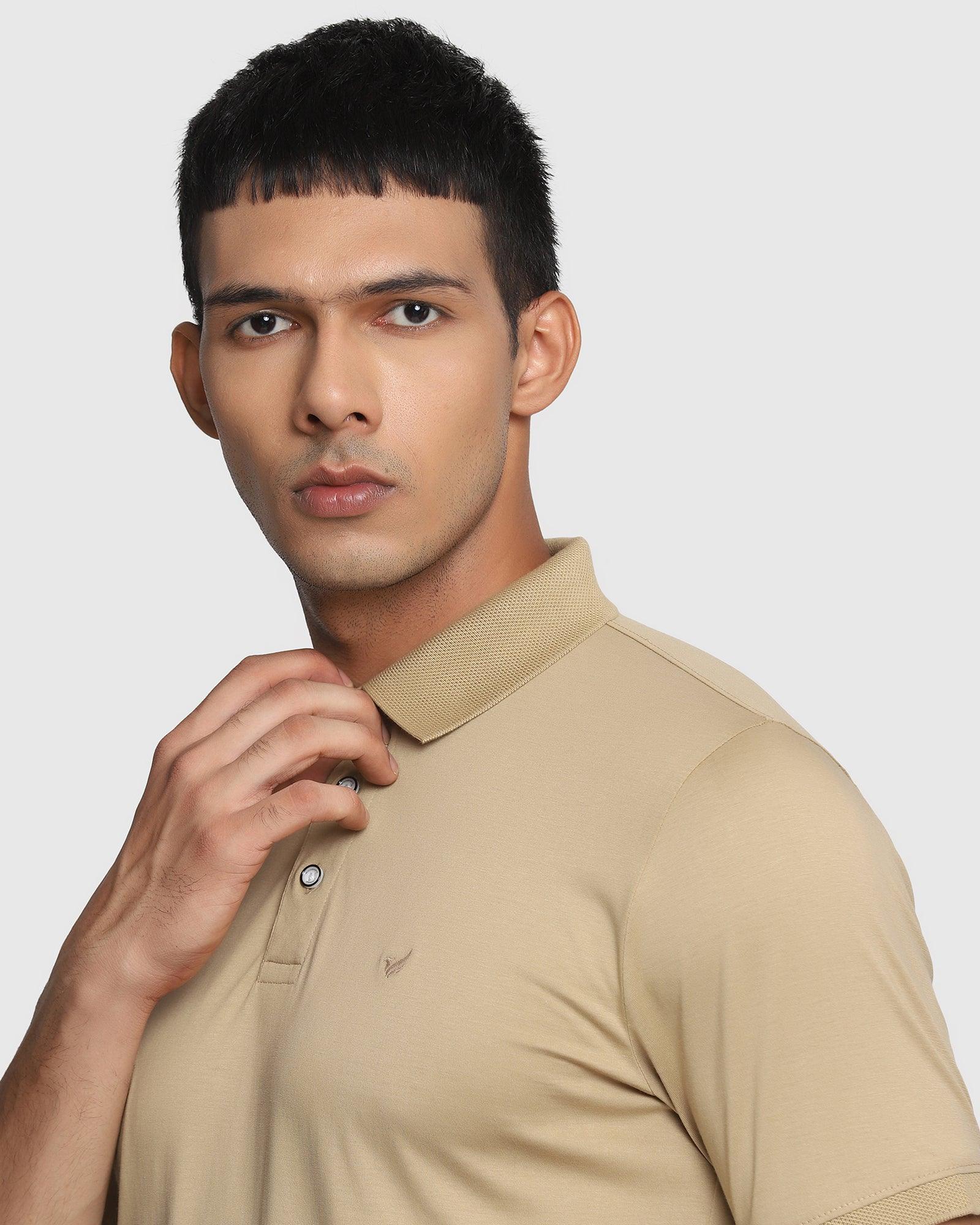 Polo Beige Solid T Shirt - David