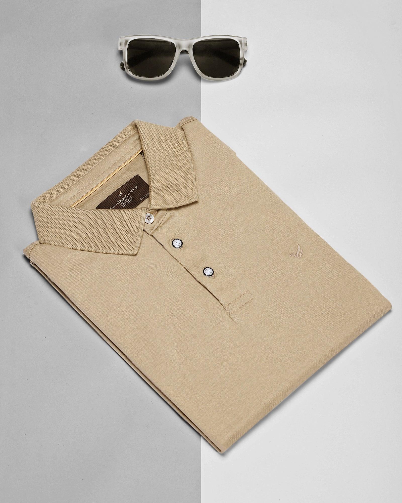 Polo Beige Solid T Shirt - David